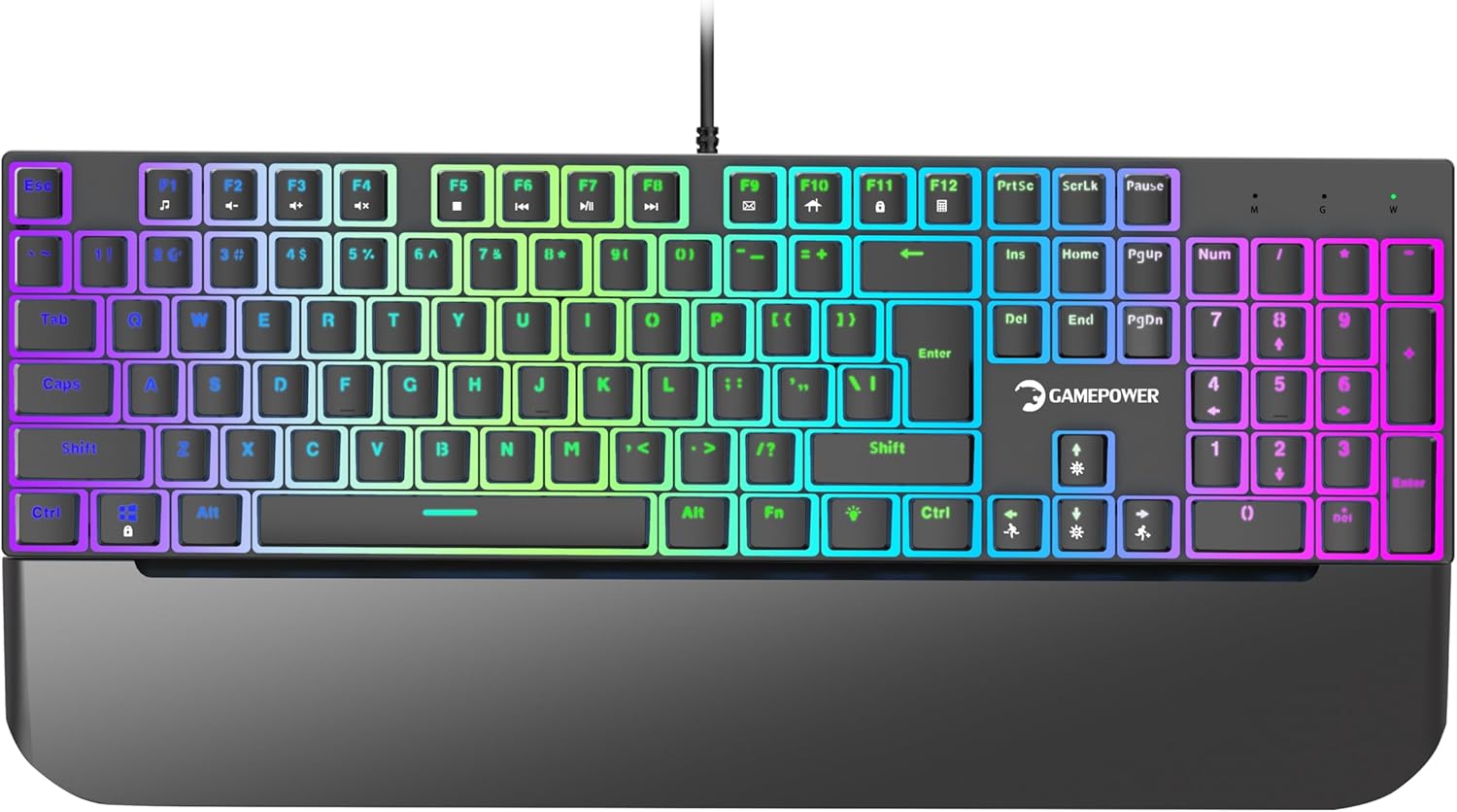 Alternative view of GamePower Suki Mekanik Mavi Switch Puding Keycaps Türkçe Q 104 Tuş USB Gaming Klavye
