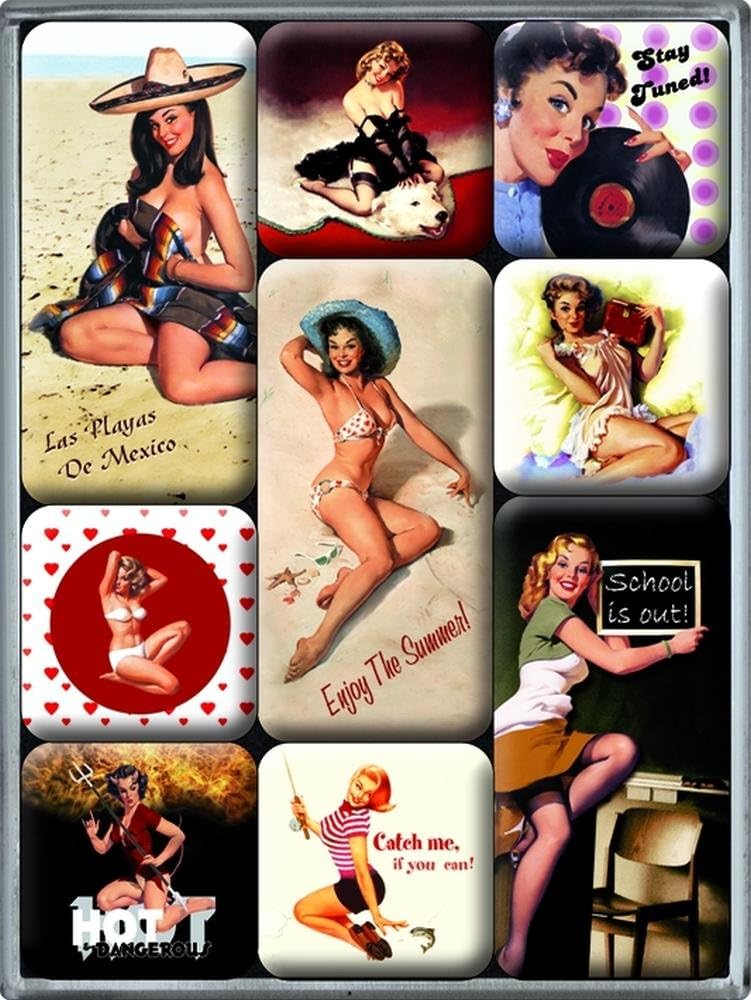 Alternative view of Nostalgic Art Pin-Up Beach Magnet Set