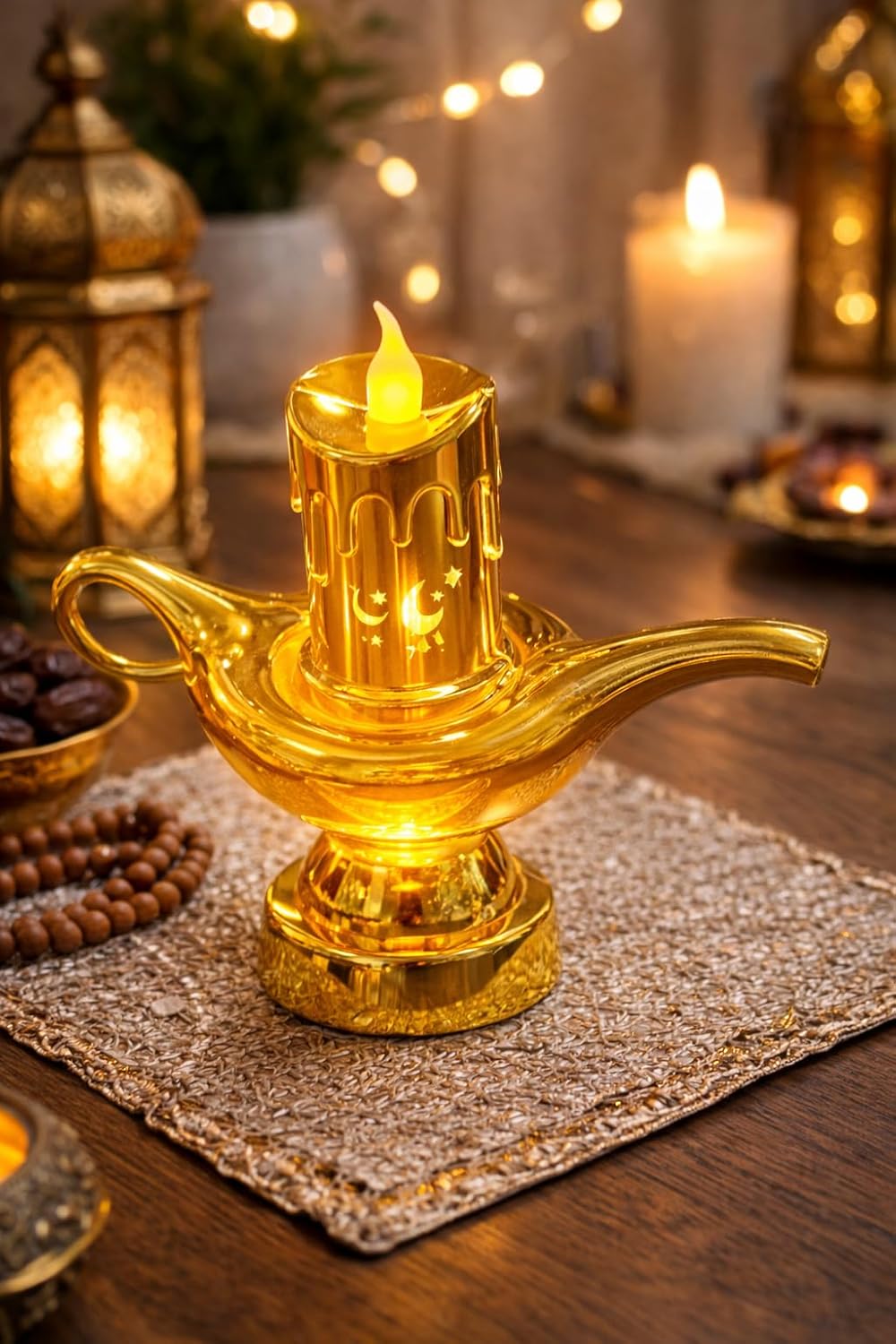 Gold Lambalı Pilli led ışık, Askılı Fener Süsü SARI Işıklar Peri Işıkları Aydınlatmalı Şerit Led Ramazan Süsü Led Işık - Görsel 2
