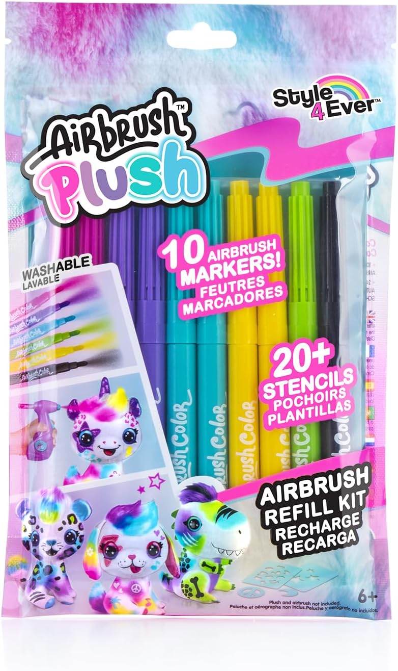 Alternative view of Airbrush Plush - Refill Kit 10 pens (256) | Yıkanabilir renkli kalemleyiciler Airbrush ve yapışkan şablonlarla uyumludur