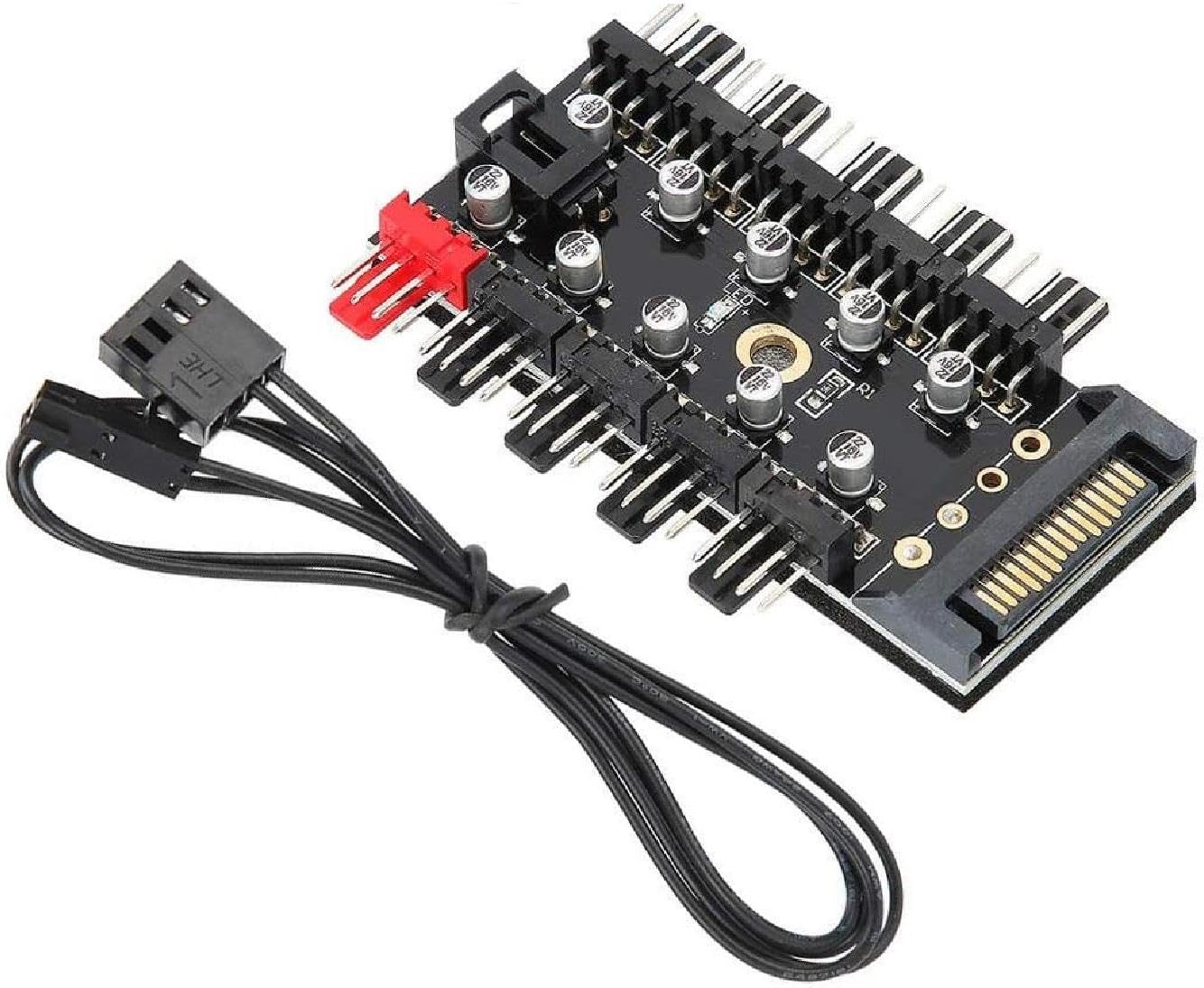 8849 10 Port Fan Power Sata Güç Switch Pwm Çoklayıcı, Sata power 10 Port soğutma fan splitter hub, PC bilgisayar soğutma sistemi için kullanılır.
