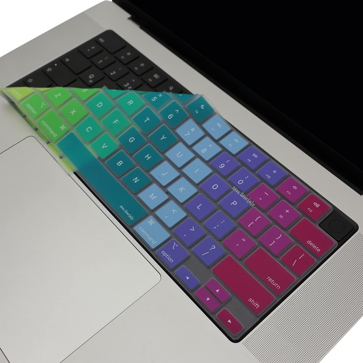 MacBook US İngilizce Klavye Koruyucu Amerikan Enter M1-M5 | A2681 A3113 A3240 A3449 A2941 A3241 A2442 A2779 A2992 A2485 A2991 | Keyboard Cover Touch ID Pembe Yeşil - Görsel 2