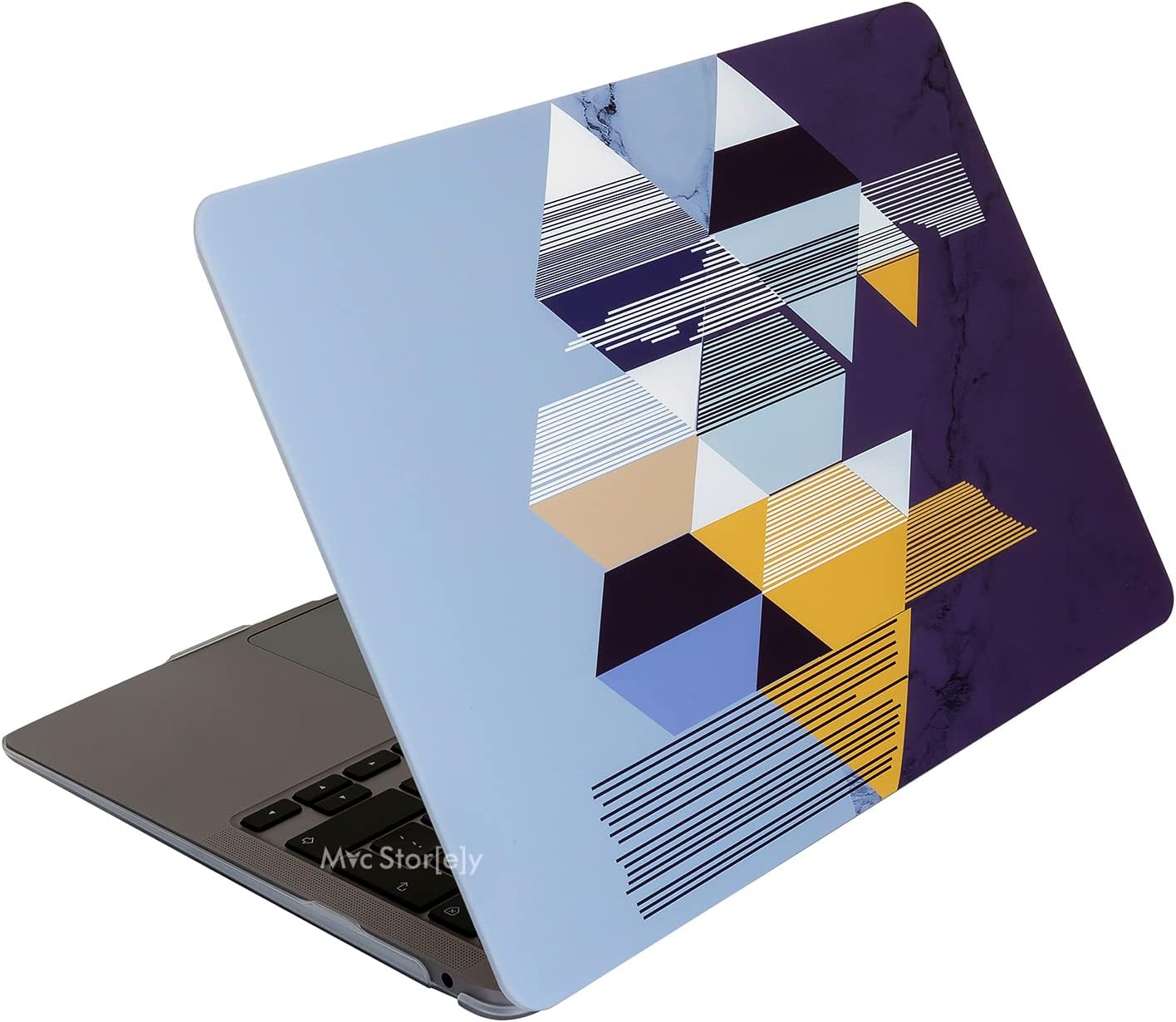 MacBook Air 13 İnç Kılıf A2337 M1 A2179 A1932 Uyumlu Hard Case Sert Kapak Geometrik Desenli UV Baskılı Koruyucu Kılıf İnce Hafif Laptop Kılıfı Siyah
