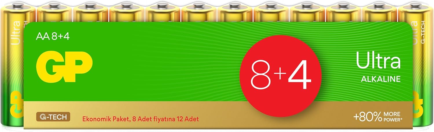 Alternative view of GP Batteries G-TECH Ultra Alkalin Kalem LR6 - AA Boy 1.5V Pil 12'li Shrink