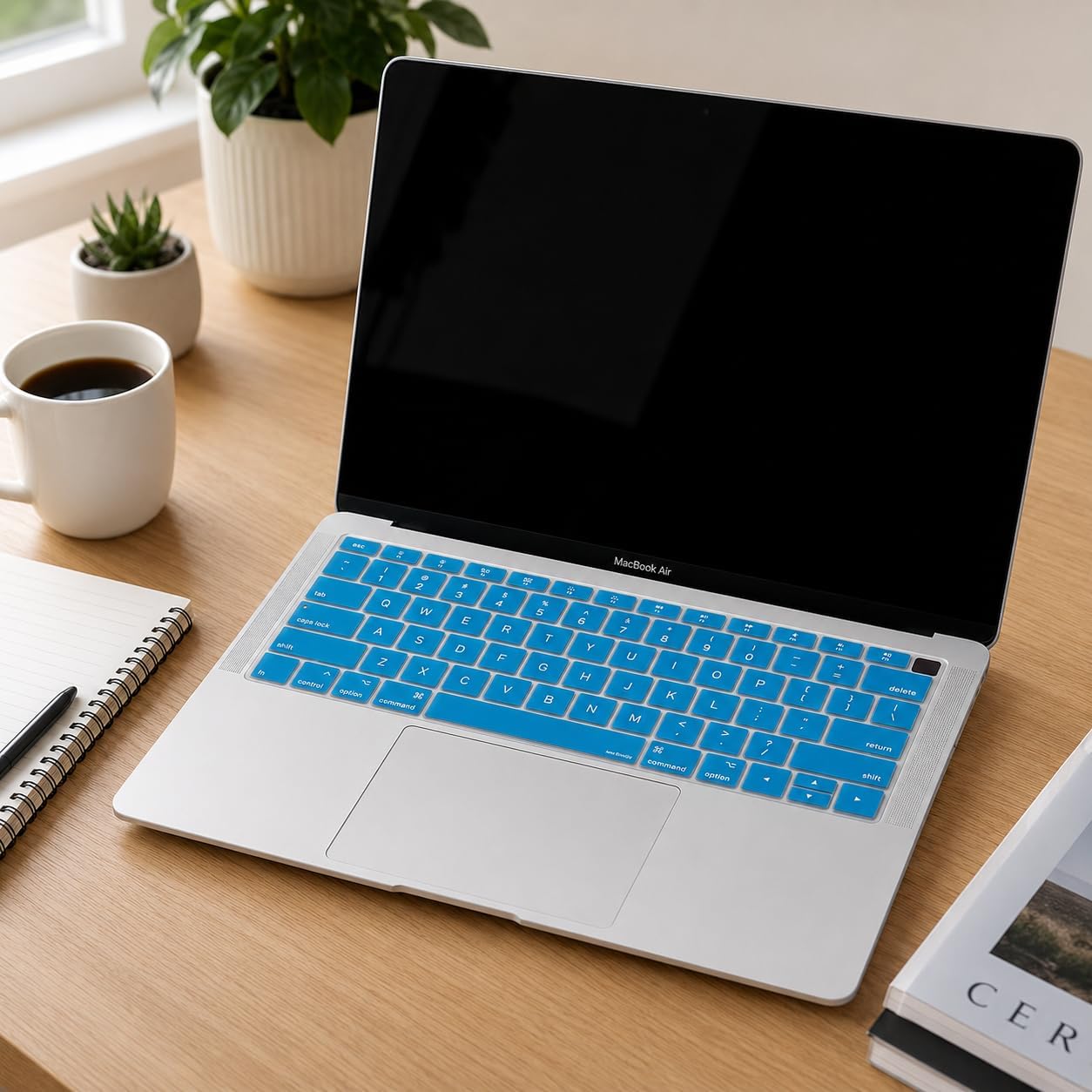 Silikon Klavye Koruyucu MacBook Air 13 Retina Uyumlu A1932 A2179 A2337 M1 | US Amerikan Enter ANSI | İngilizce Keyboard Cover Açık Mavi - Görsel 3