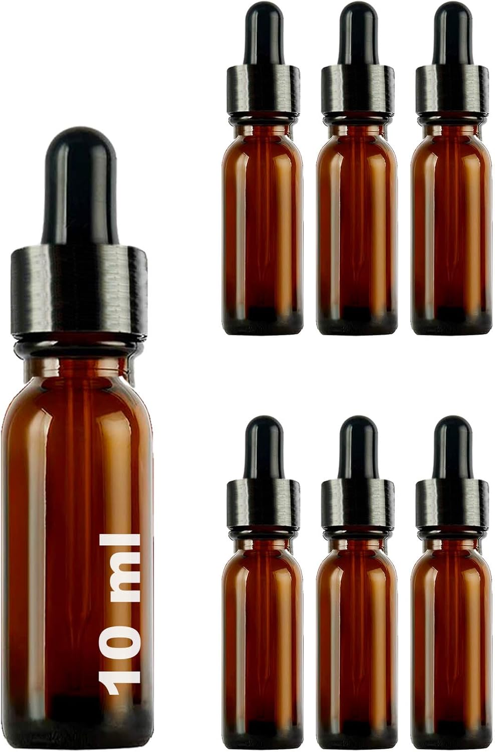 Alternative view of 10 ml Metal Kapaklı Damlalık Dropper Şişesi Serum 10 cc Cam Şişe 6 Adet (Siyah Kapak, Amber/Kahverengi)