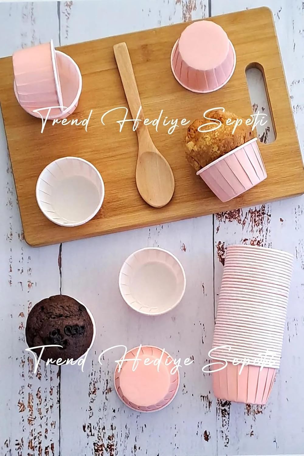Alternative view of 50'li Soft Pastel Pembe Muffin Cupcake Kalıbı Kek Kapsülü, Muffin Kek Kalıbı, Airfryer Uyumlu