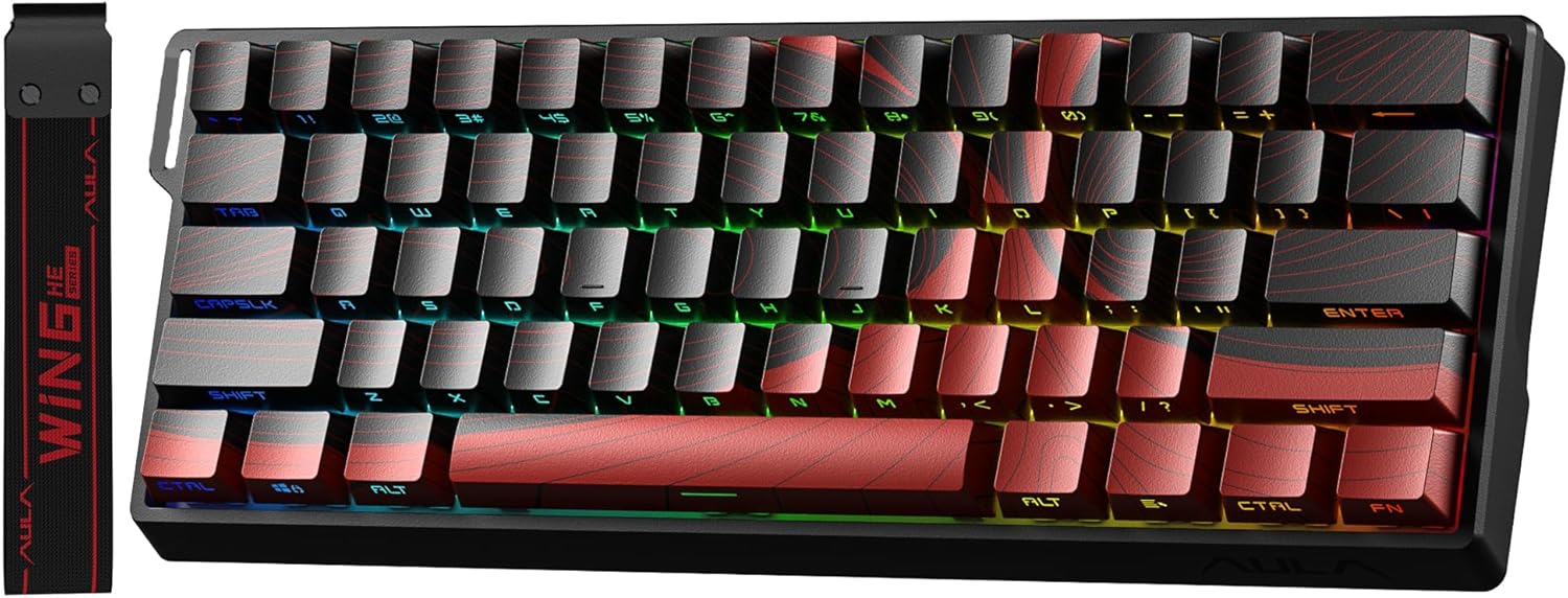 Aula Win60 He Max Manyetik Klavye Rapid Trigger Wing Chun Switch 8000Hz RGB TKL Hot Swap Oyuncu Klavyesi Kırmızı