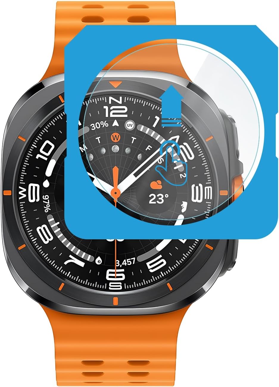 Galaxy Watch Ultra 47mm 2024/2025 için 2'li Paket (2 Adet) Kolay Kurulum Otomatik Hizalama Aparatlı Şeffaf 9H Sertliğinde Gerçek Temperli Cam Ekran Koruyucu (Galaxy Watch Ultra 47mm) - Görsel 2