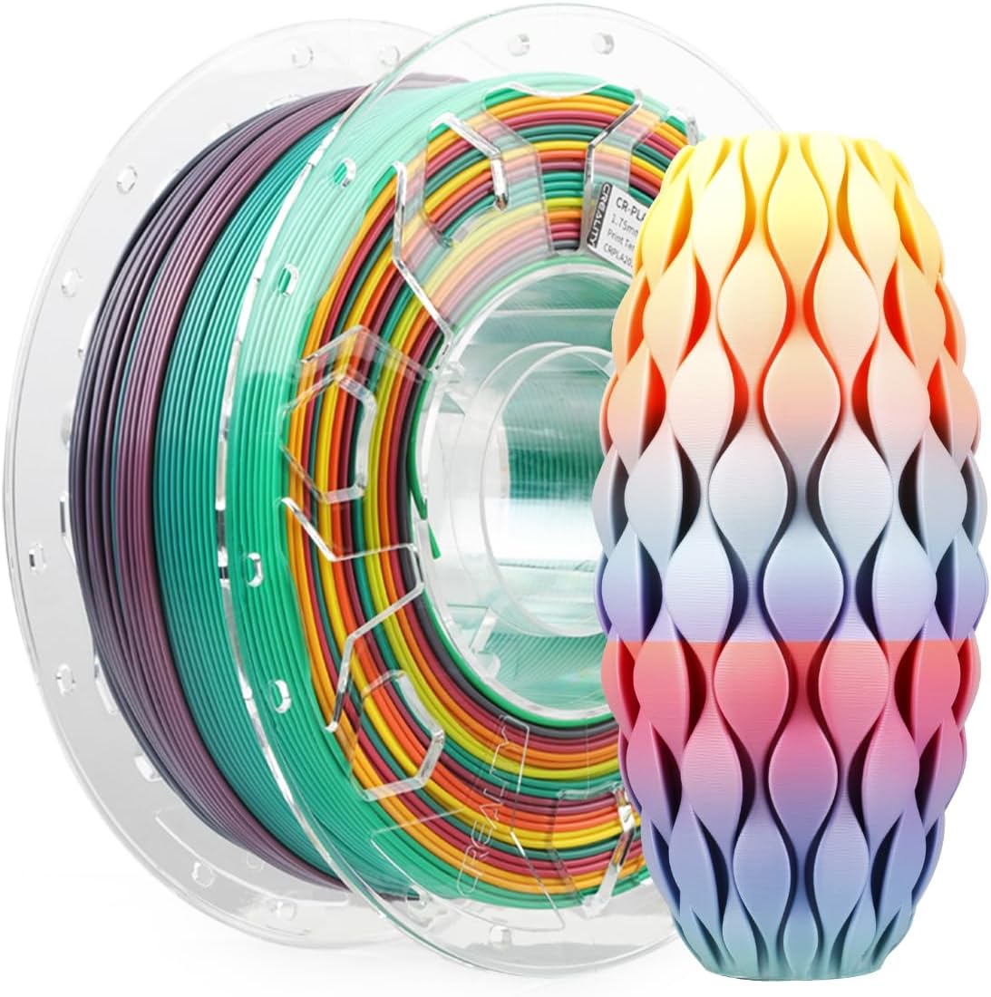 Creality PLA Filament 1,75 mm, 3D Yazıcı Filamenti, 1,0 kg (2,2 lbs) Makara, Çözgü Arttırılmış Tokluk Yok, Boyutsal Doğruluk ± 0,03 mm Baskı Filamenti, 3D Yazıcılar için (Yağmur Yayı) - Görsel 3