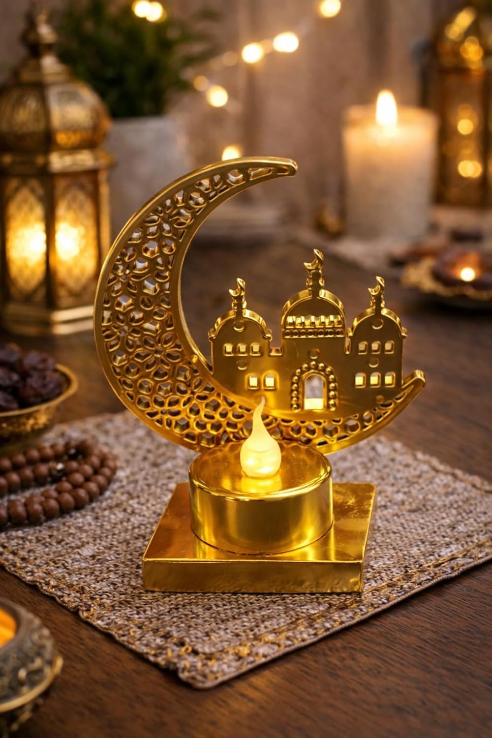 Gold Cami Pilli led ışık, Askılı Fener Süsü SARI Işıklar Peri Işıkları Aydınlatmalı Şerit Led Ramazan Süsü Led Işık - Görsel 3