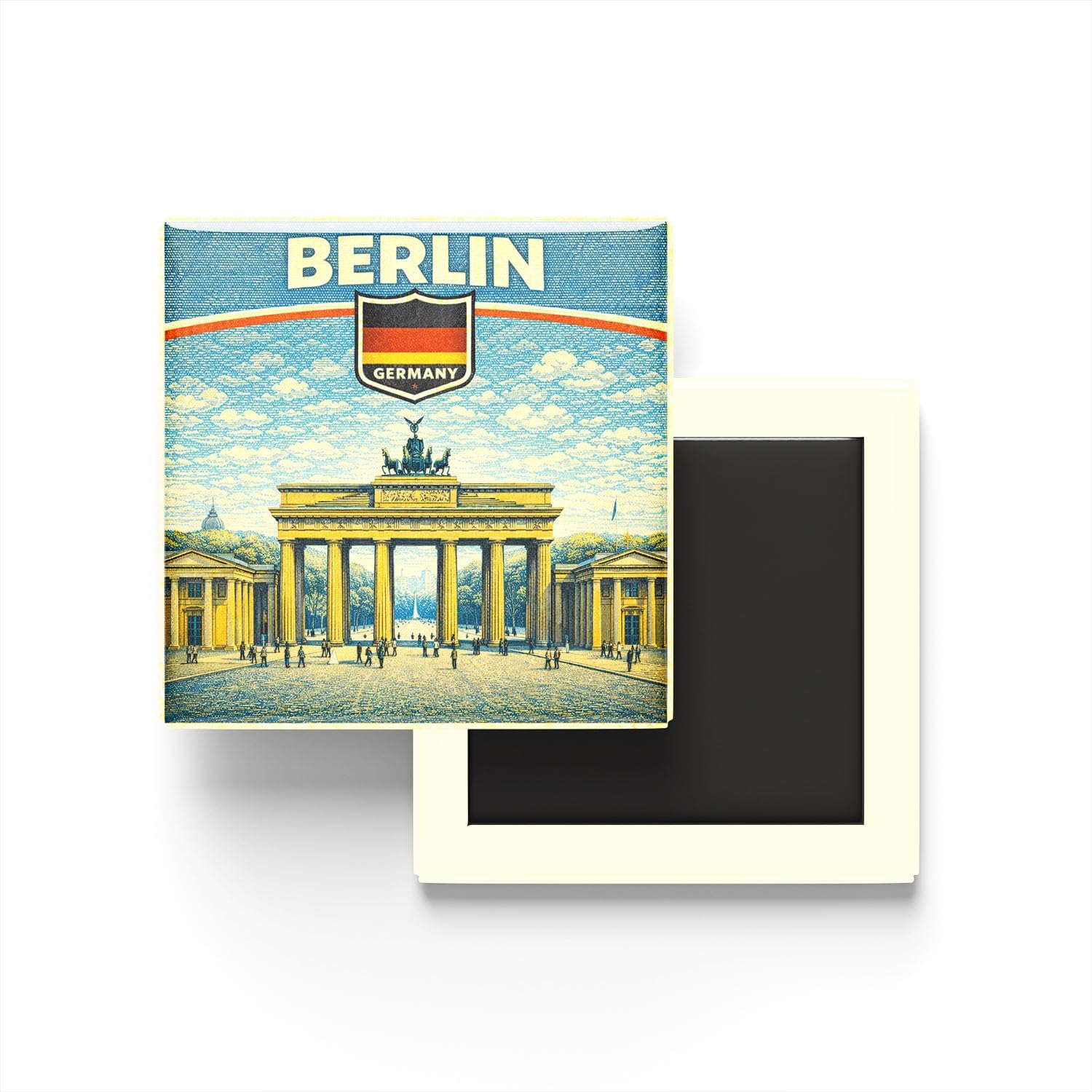 Almanya Berlin Şehri Temalı Vintage Buzdolap Magneti – 9x9 cm