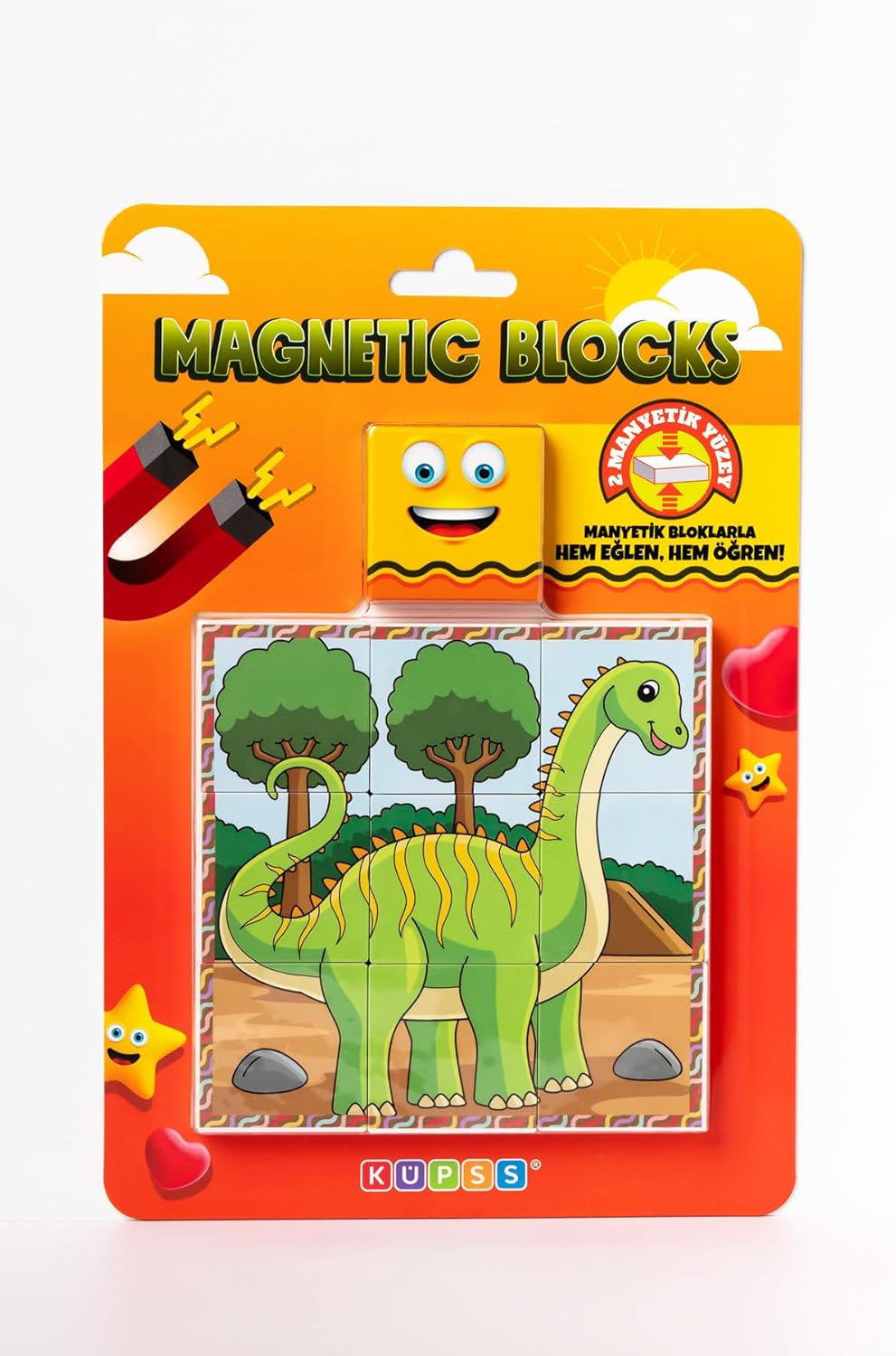Alternative view of Manyetik Blok Çift Taraflı 9 Parçalı Mıknatıslı DİNOZOR Puzzle - 2 Görsel YapBoz