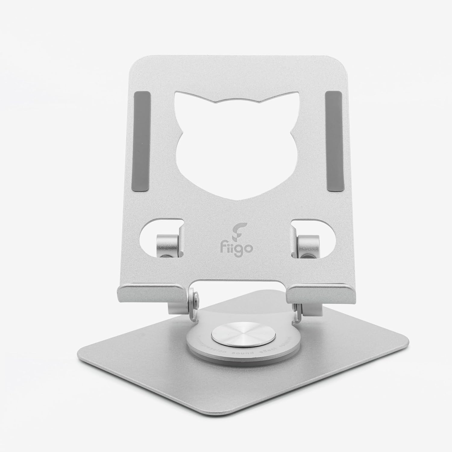 fiigo 360 Derece Dönebilen Tablet ve Telefon Standı Kedi Figürlü Metal Silver - Görsel 3