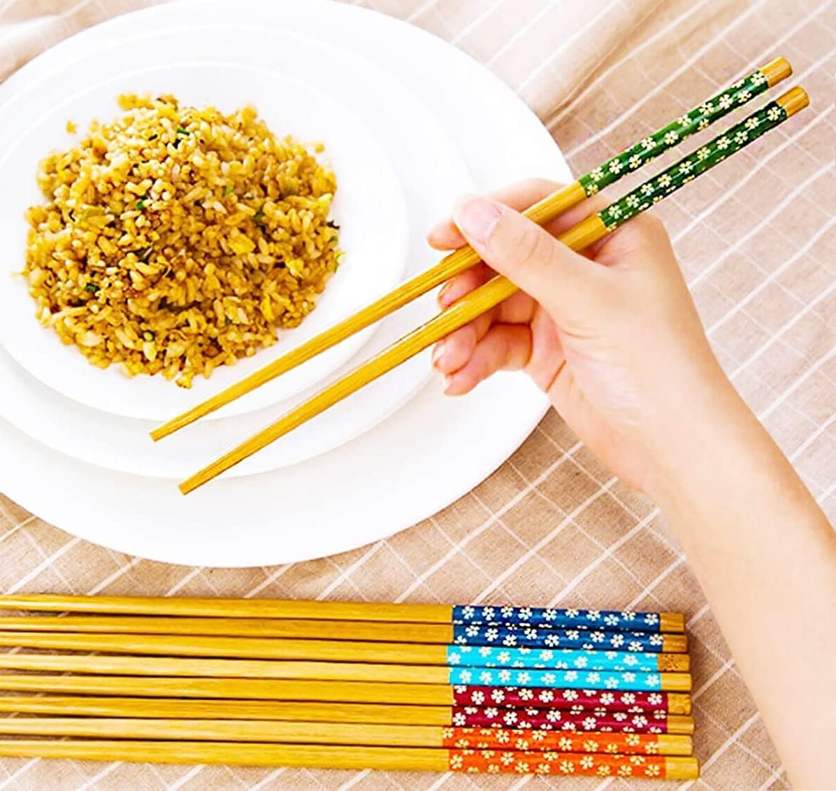 Pratik 2'li Desenli Yıkanabilir Kore Çin Bambu Chopsticks Yemek Çubuğu |desenli Bambu Chopstick - Görsel 3