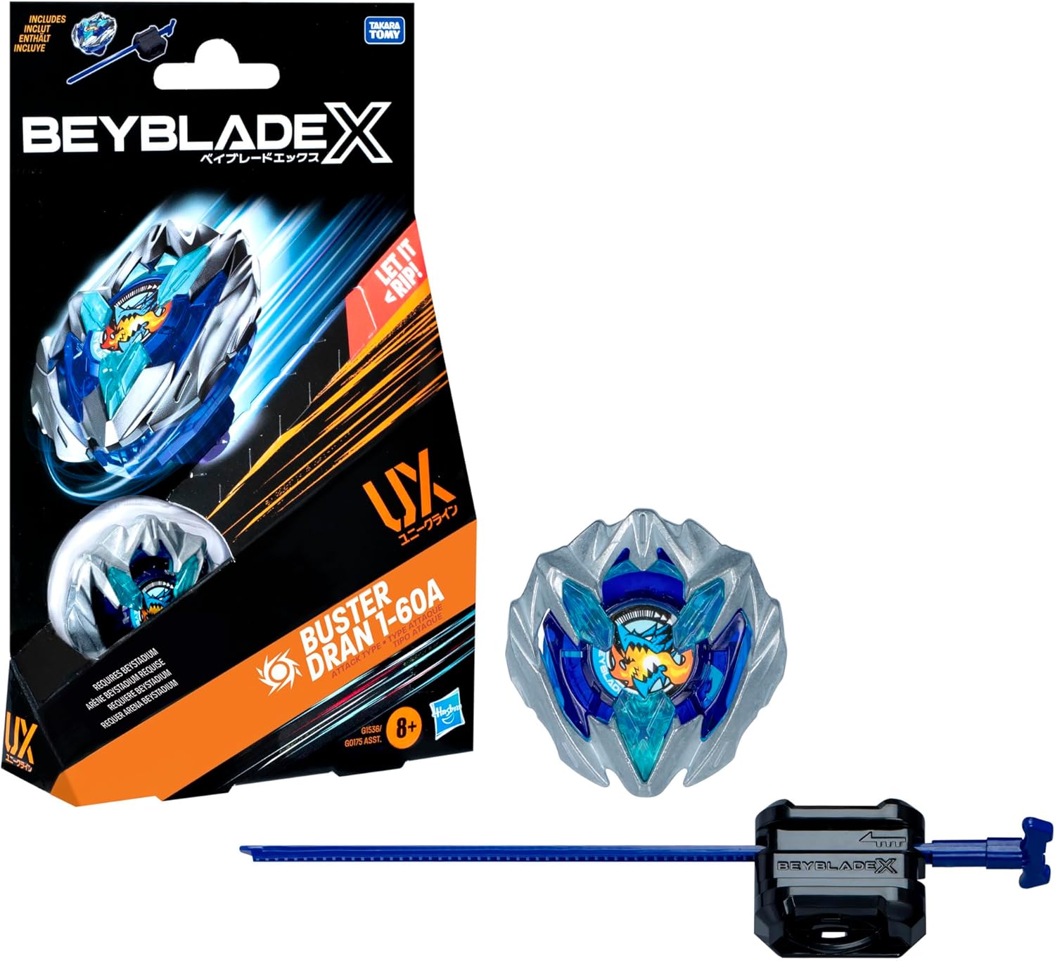 Beyblade X Buster Dran 1-60A UX Başlangıç Paketi Seti, Saldırı Tipi Üst ve Başlatıcılı; Otantik Takara Tomy Battle Tops Oyunlar/Erkek ve Kız Çocukları için Oyuncaklar 8+ - Görsel 3