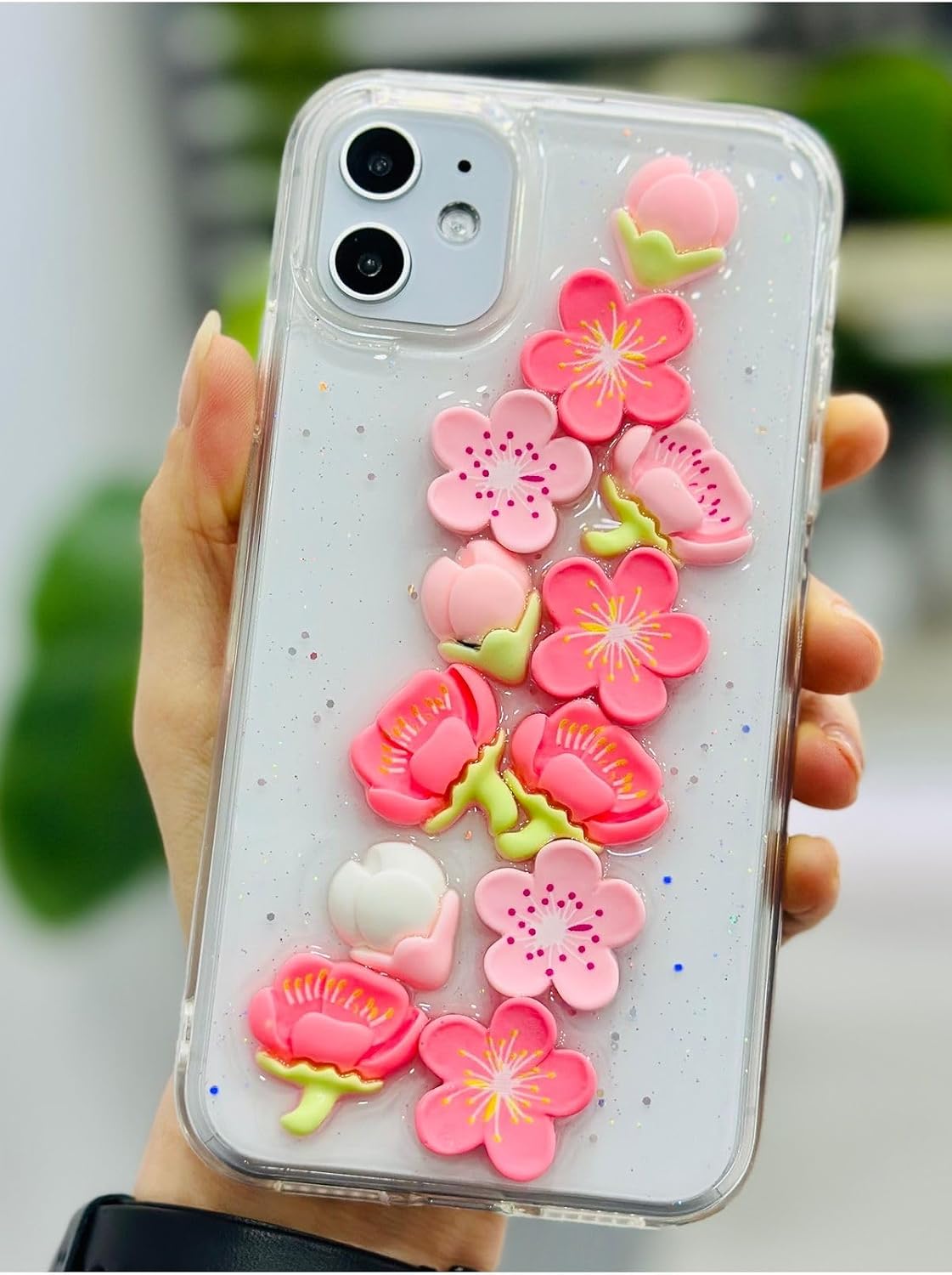 Iphone 11 ile Uyumlu OYUNCAK PEMBE ÇİÇEK Tasarımlı Esnek Silikon Kılıf - Görsel 3