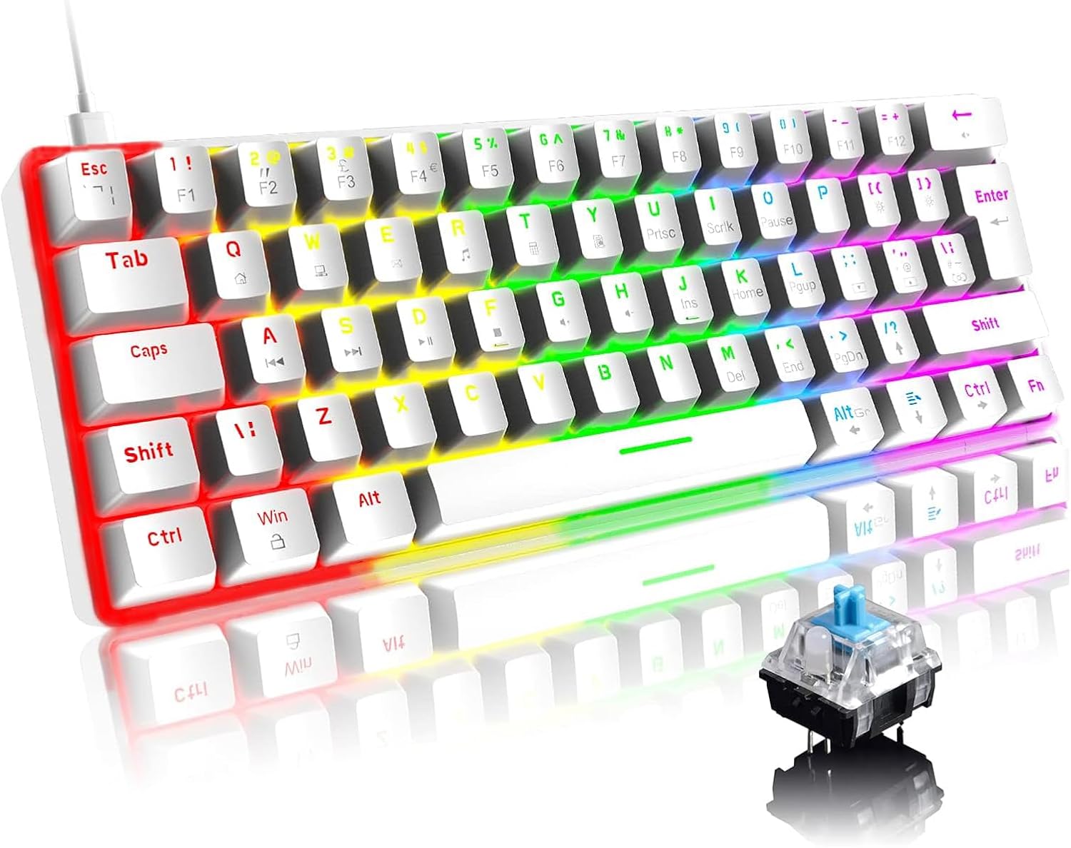 ROBEVE Blic Oyuncu Klavyesi RGB Klavye 20 Modlu Ayarlanabilir Renk Seçeneği RGB Suya Ve Toza Dayanıklı Klavye Oyun Klavyesi Oyuncu Klavye Mekanik Klavye Aydınlatmalı Klavye Mavi Switch (Beyaz) - Görsel 3