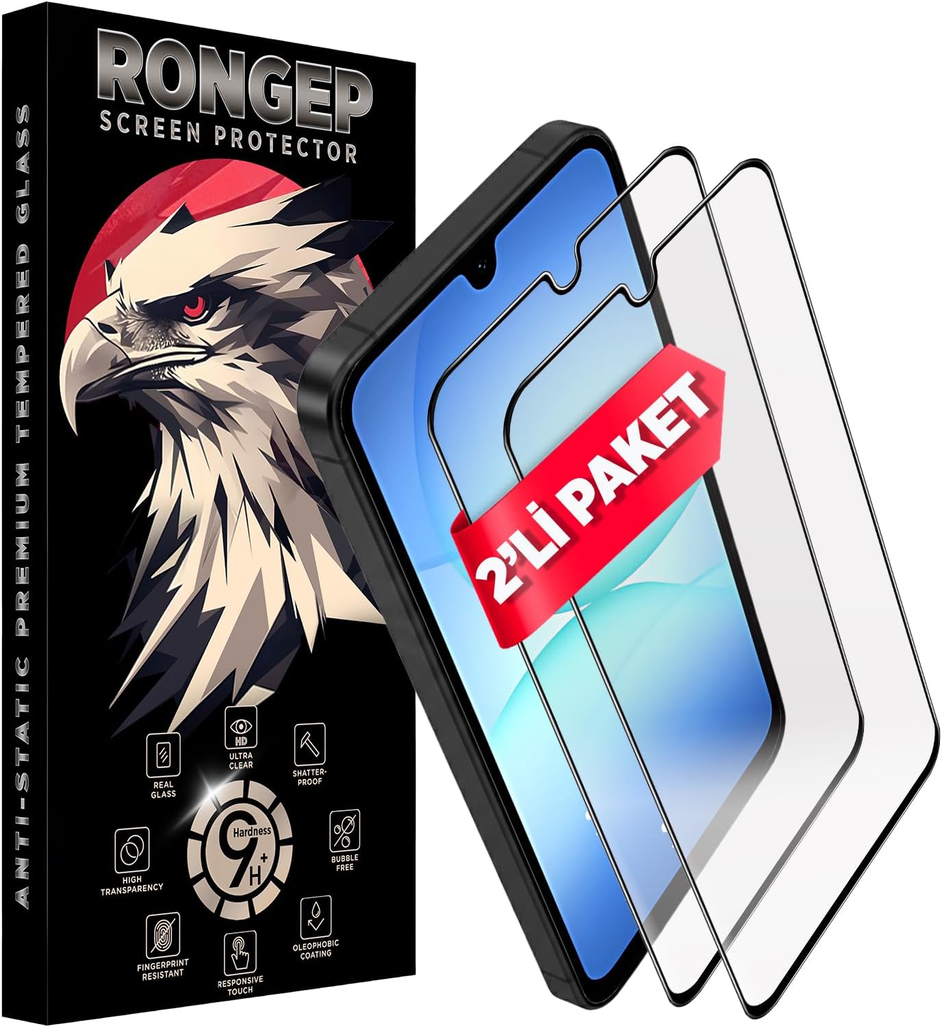 Alternative view of [2'li Paket]  Galaxy A17 için Ekran Koruyucu 9H Sertlikte Anti-Static Temperli Cam Netlik ve Dokunmatiği Etkilemeyen Çizik ve Darbelere Karşı  A17 Ekran Koruyucu (2'li Paket)