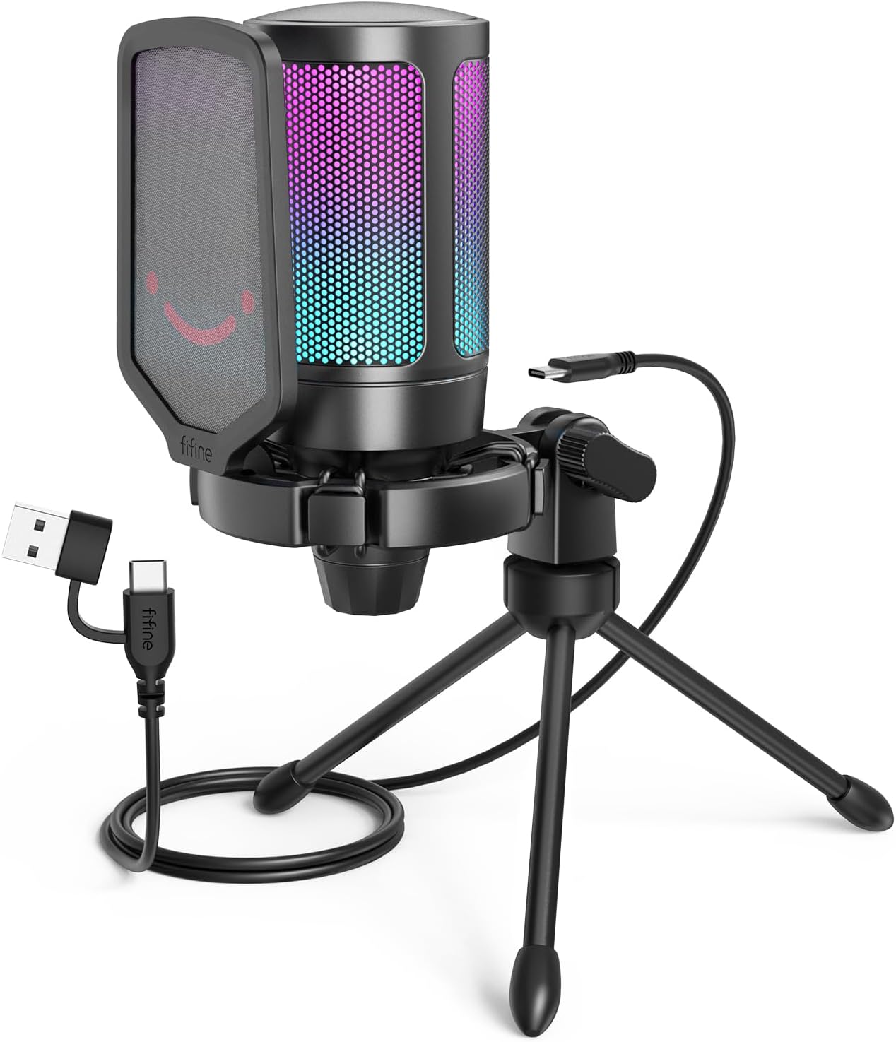 Alternative view of Ampligame A6V Yayıncı - Oyuncu - Gamer - Podcast - Youtuber RGB USB Mikrofon (Siyah)