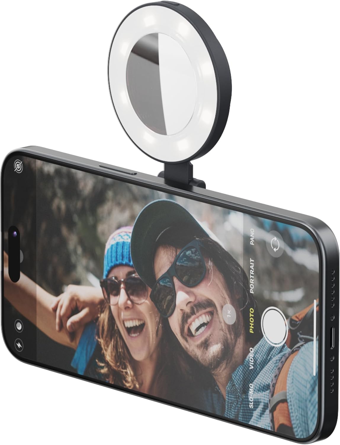 SnapPocket Light – LED selfie halka ışık, dört parlaklık ayarı ve entegre pil – manyetik tutucu her telefona sabitlenebilir – katlanabilir tasarım