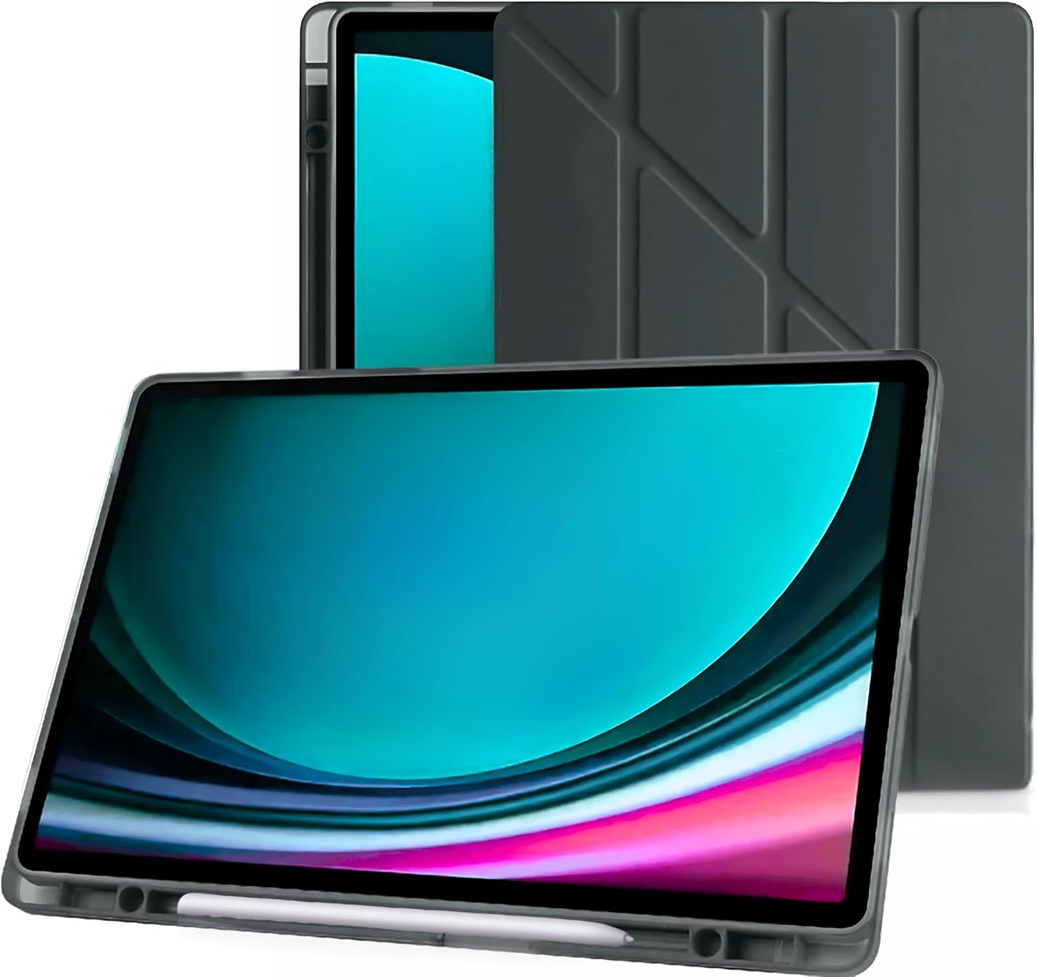 Galaxy Tab S10 FE / S9 FE 10.9 inç Uyumlu Smart Kılıf, S Pen Kalemlikli, Trifold, Esnek, Mat, Darbeye Tam Dayanıklı Tablet Kılıfı (Siyah) - Görsel 3