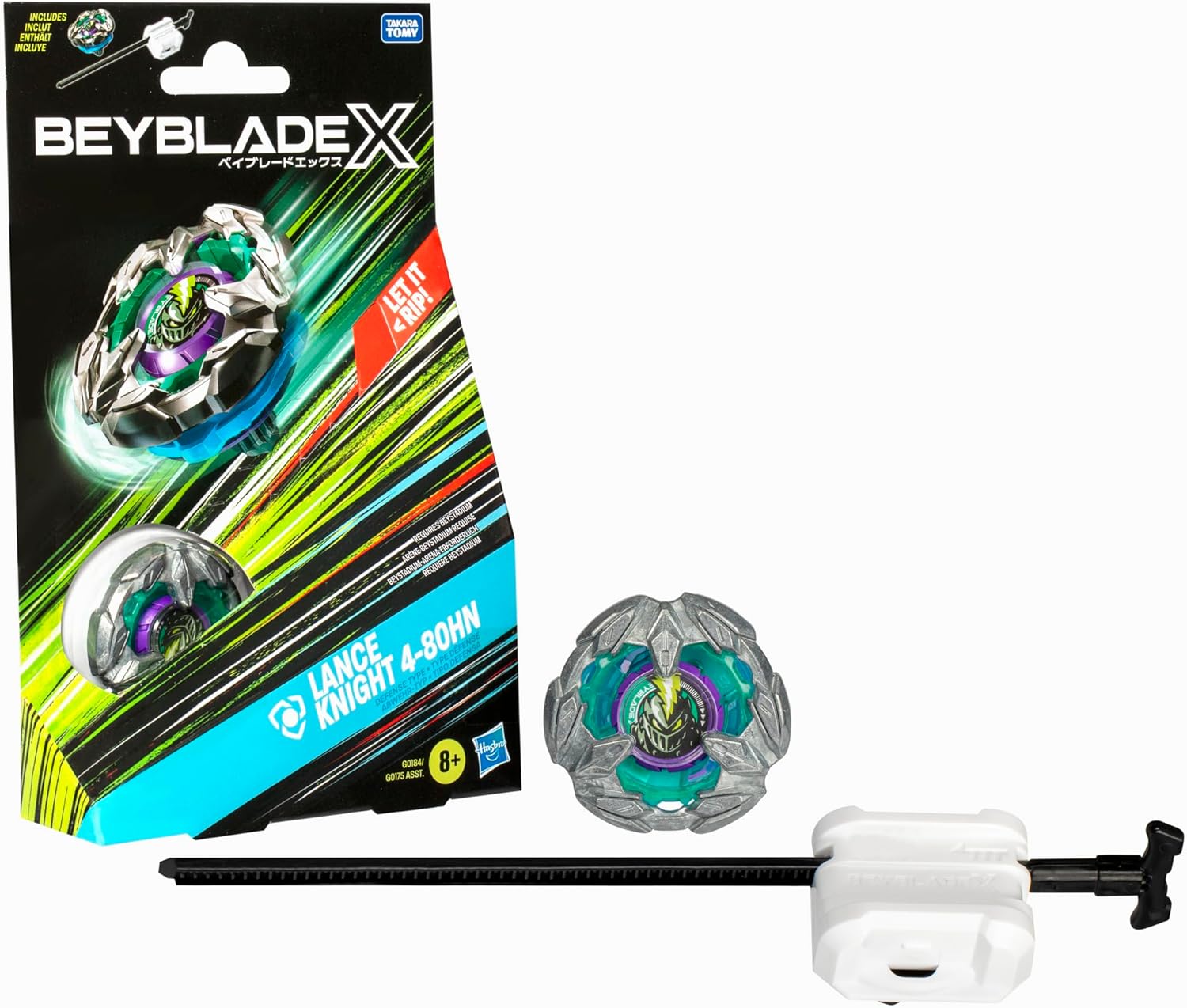 BEYBLADE X Lance Knight 4-80HN Başlangıç Paketi Seti, Savunma Tipi Sağ Dönen Üst ve Başlatıcı; 8 Yaşındaki Erkek ve Kız Çocukları için Savaş Oyuncakları