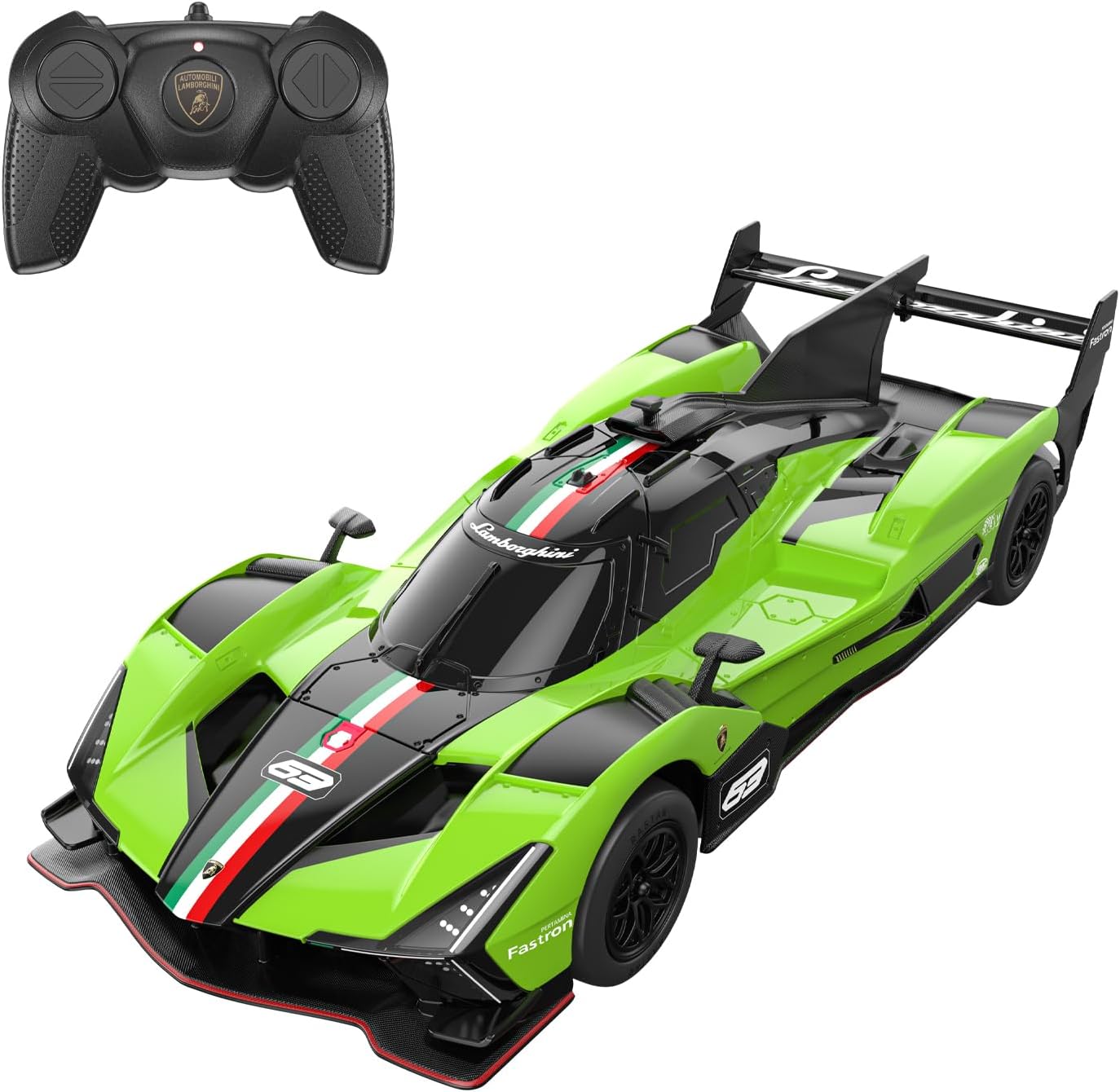 Rastar 1:24 Lamborghini SC63 LMDH Uzaktan Kumandalı Araba: Detaylı Kokpit Ve Gövde Kanatlı İkonik Yarış Yeşili Renkli 20.8 cm Orijinal Hiper Araba