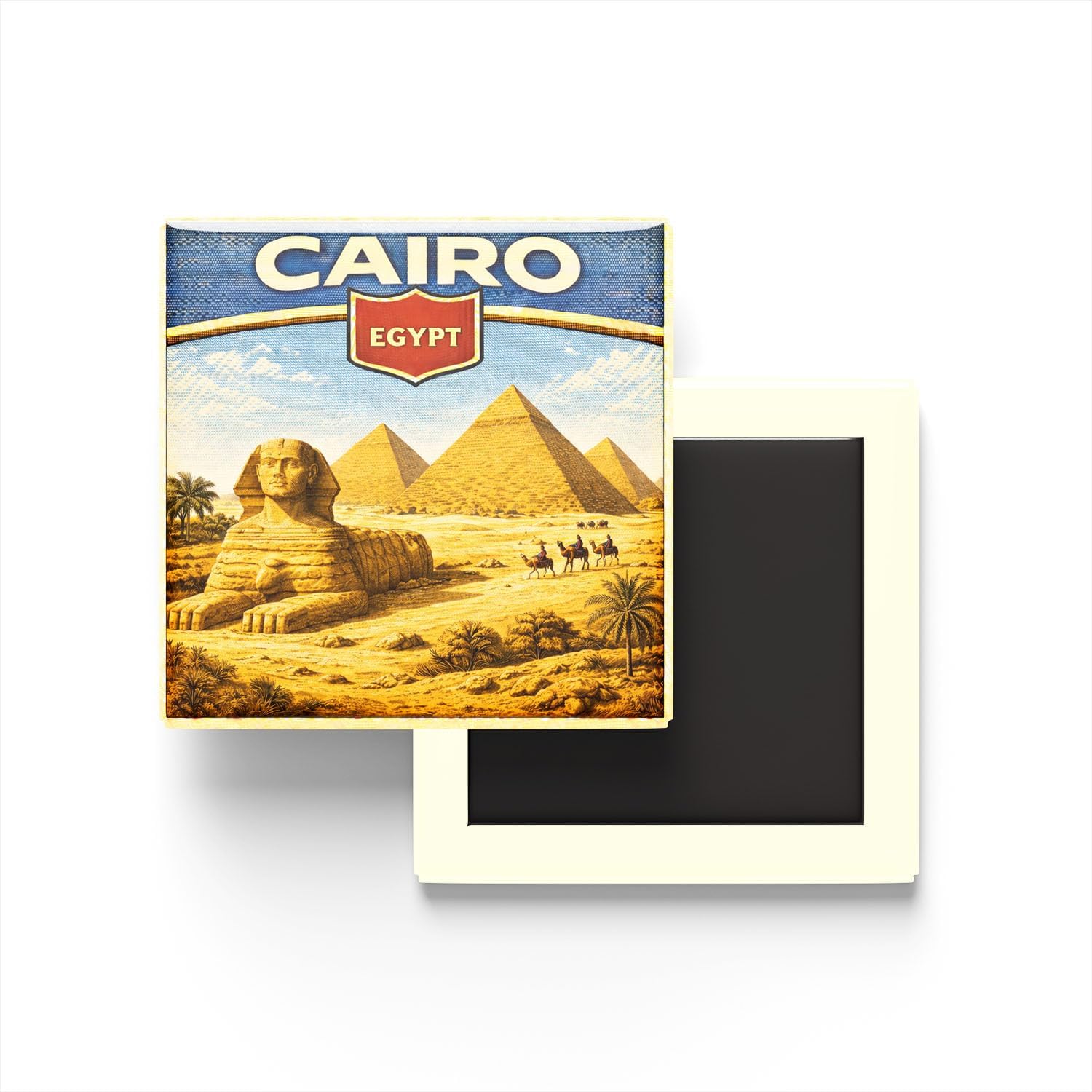 Alternative view of Mısır Kahire Şehri Temalı Vintage Buzdolap Magneti – 9x9 cm