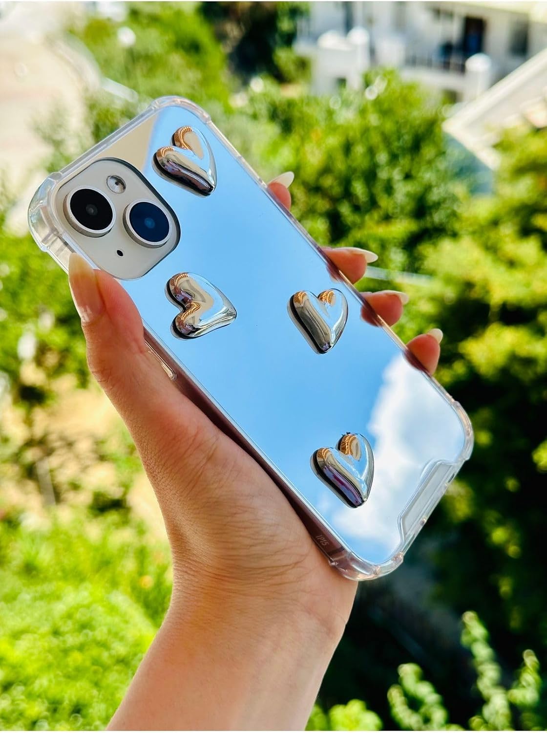 Iphone 14 Plus - 15 Plus ile Uyumlu Aynalı Tasarımlı Kenarları Silikon Kılıf