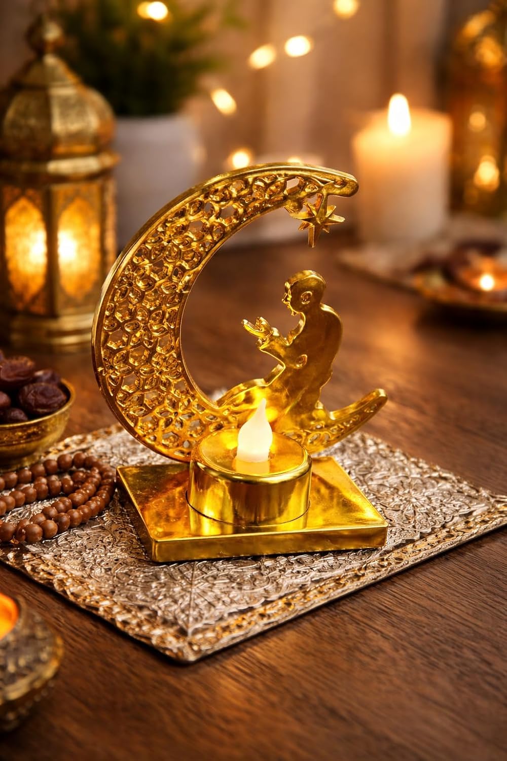 Gold Pilli led ışık, Askılı Fener Süsü SARI Işıklar Peri Işıkları Aydınlatmalı Şerit Led Ramazan Süsü Led Işık - Görsel 2