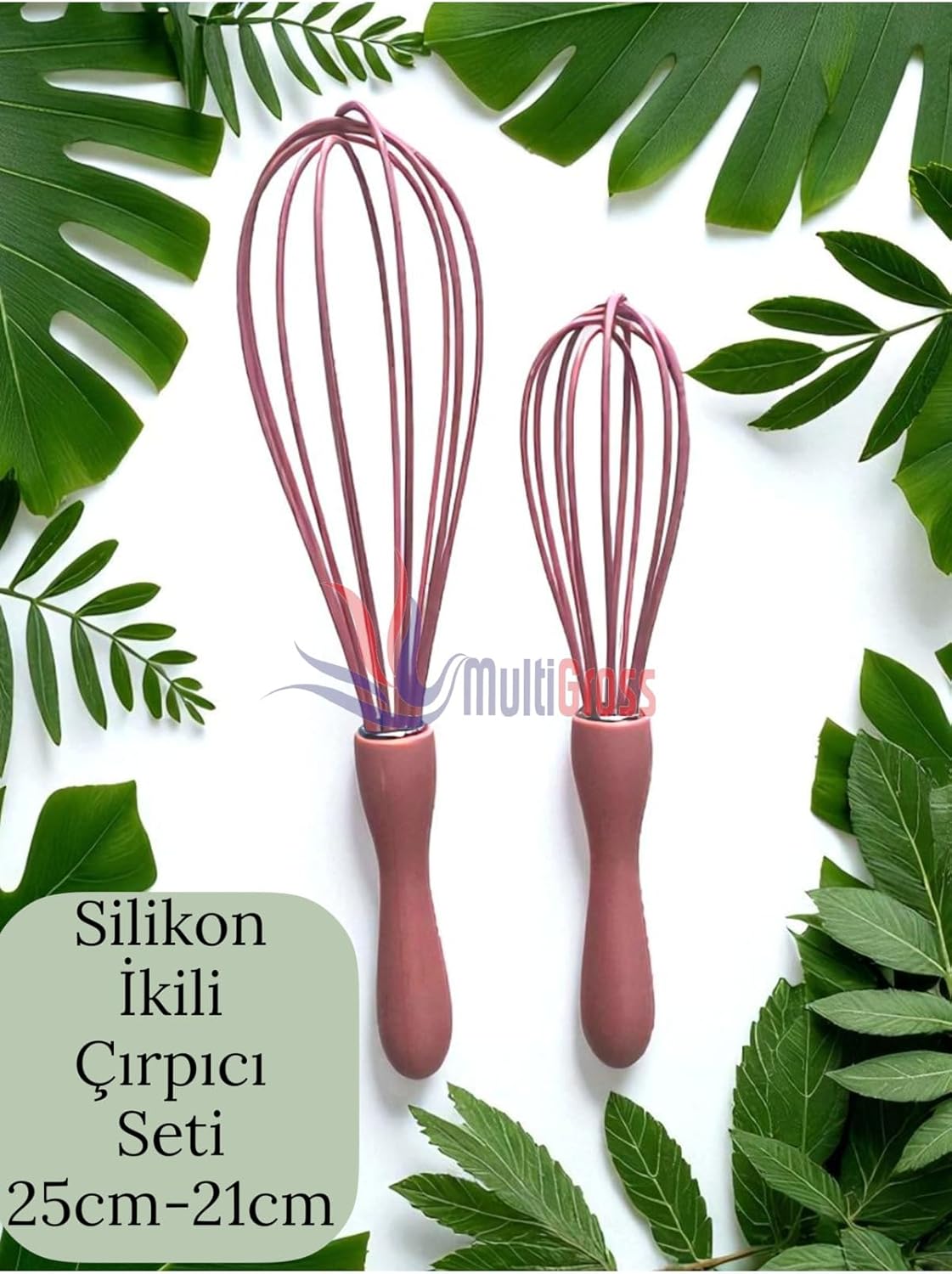2'li Silikon Çırpıcı Seti, 25cm-21cm, Somon