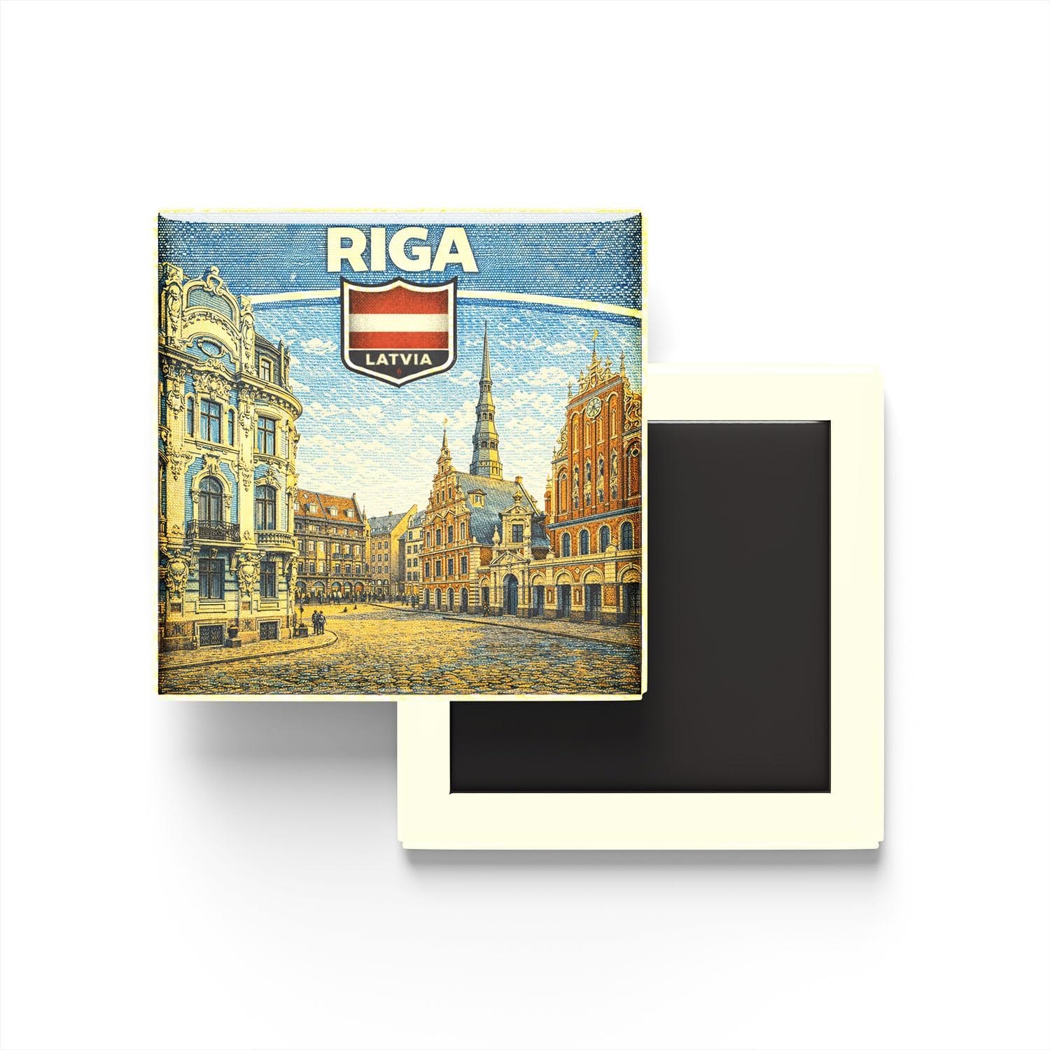 Alternative view of Letonya Riga Şehri Temalı Vintage Buzdolap Magneti – 9x9 cm