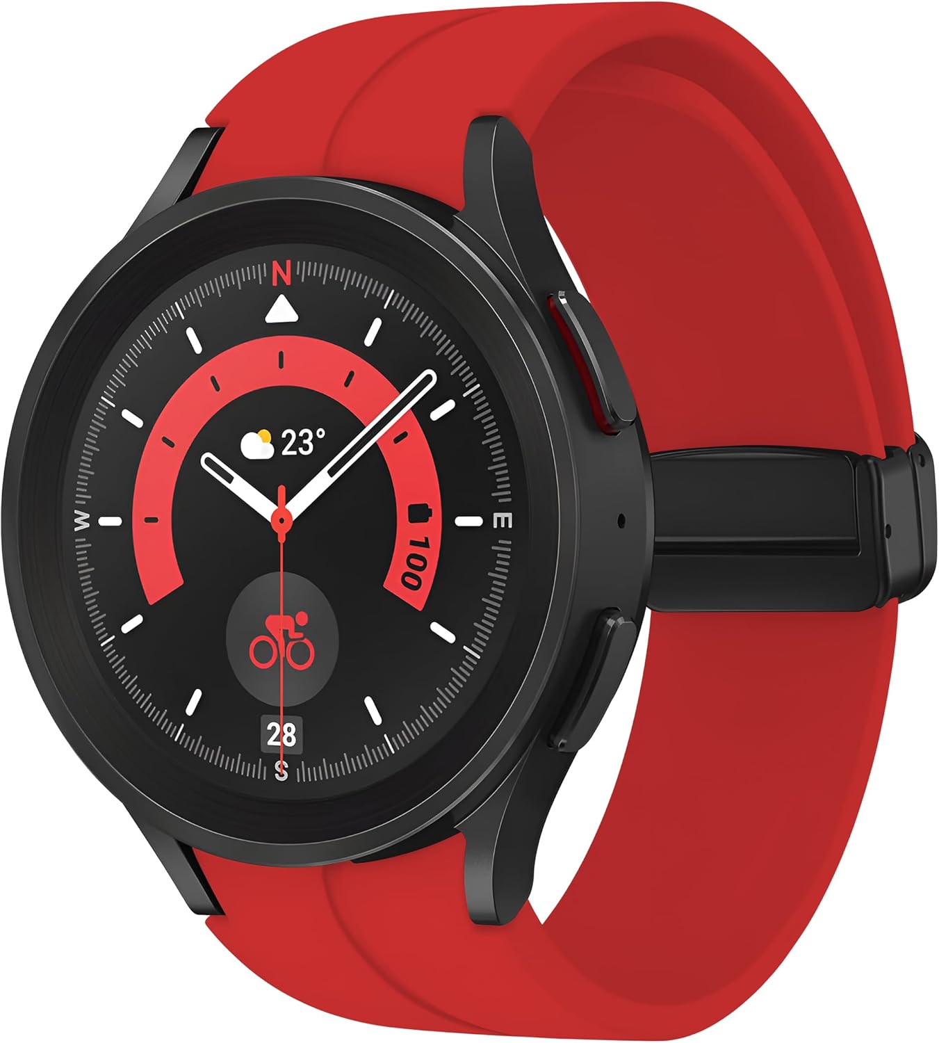 Galaxy Watch için 7/6/5/4/FE Serisi (40mm/44mm) Watch 6/4 Classic (43mm/42mm) Watch 5 Pro 45mm İçin Katlanabilir Manyetik Tokalı 20mm Kavisli Spor Silikon Kordon (Lacivert) - Görsel 2