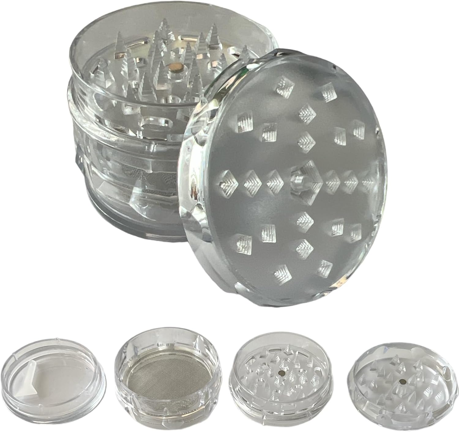 GRINDER Parçalayıcı PLASTİK baharat öğütücü herb spice 4 katmanlı (60MM-SEFFAF) - Görsel 3