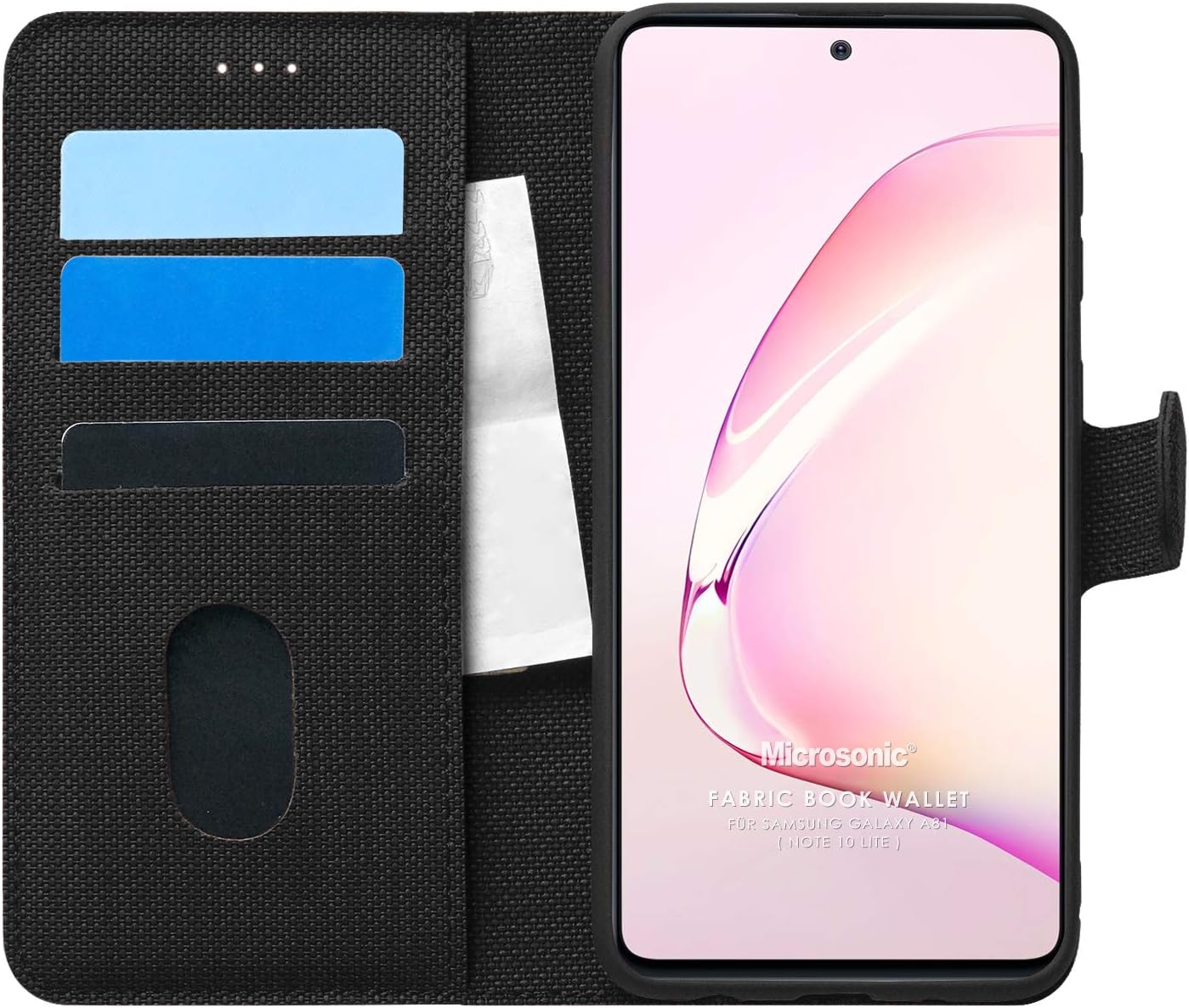 Galaxy Note 10 Lite için Kılıf Fabric Book Wallet Siyah [Galaxy Note 10 Lite ile Uyumlu Kılıf - Siyah]