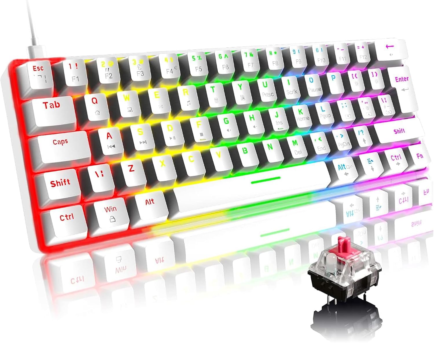 ROBEVE Blic Oyuncu Klavyesi RGB Klavye 20 Modlu Ayarlanabilir Renk Seçeneği RGB Suya Ve Toza Dayanıklı Klavye Oyun Klavyesi Oyuncu Klavye Mekanik Klavye Kırmızı Switch (Beyaz) - Görsel 2
