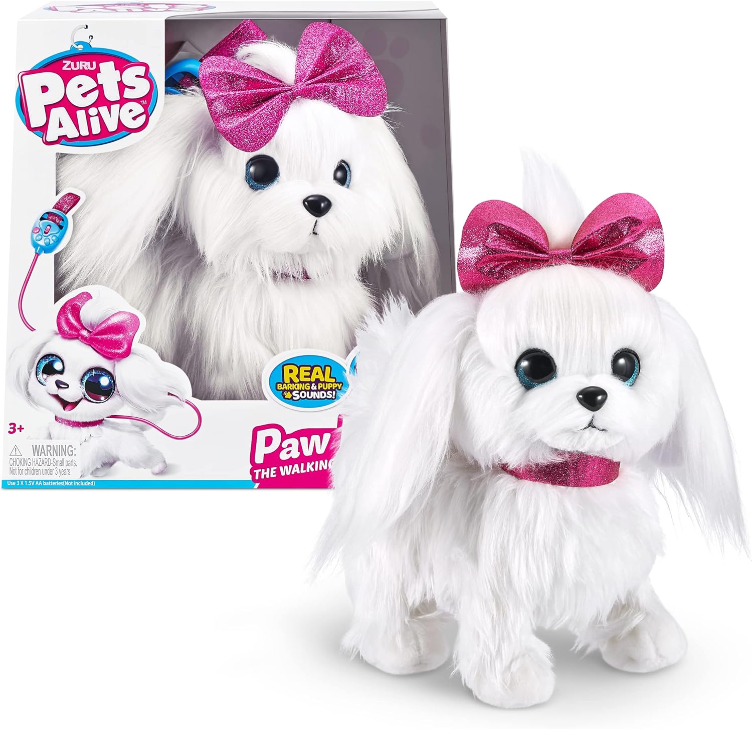 Pets Alive Lil Paw Paw Yürüyen Köpeğim PEL14000 İnteraktif Malta Cinsi Işıltılı Gözlü Pelüş Elektronik Robot Köpek Kız Çocuk Rol Yapma Evcil Hayvan Oyun Seti - Görsel 2