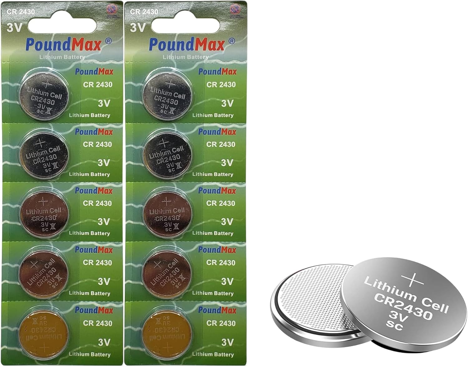 Alternative view of PoundMax 10 x CR2430 DL2430 3V Lityum Düğme Pil, Uzun Raf Ömrü, Küçük Elektronik Cihazlar için Uzaktan Kumandalar, Teraziler, Akıllı Ev Cihazları, Ölçüm Cihazları ve Hesap Makineleri