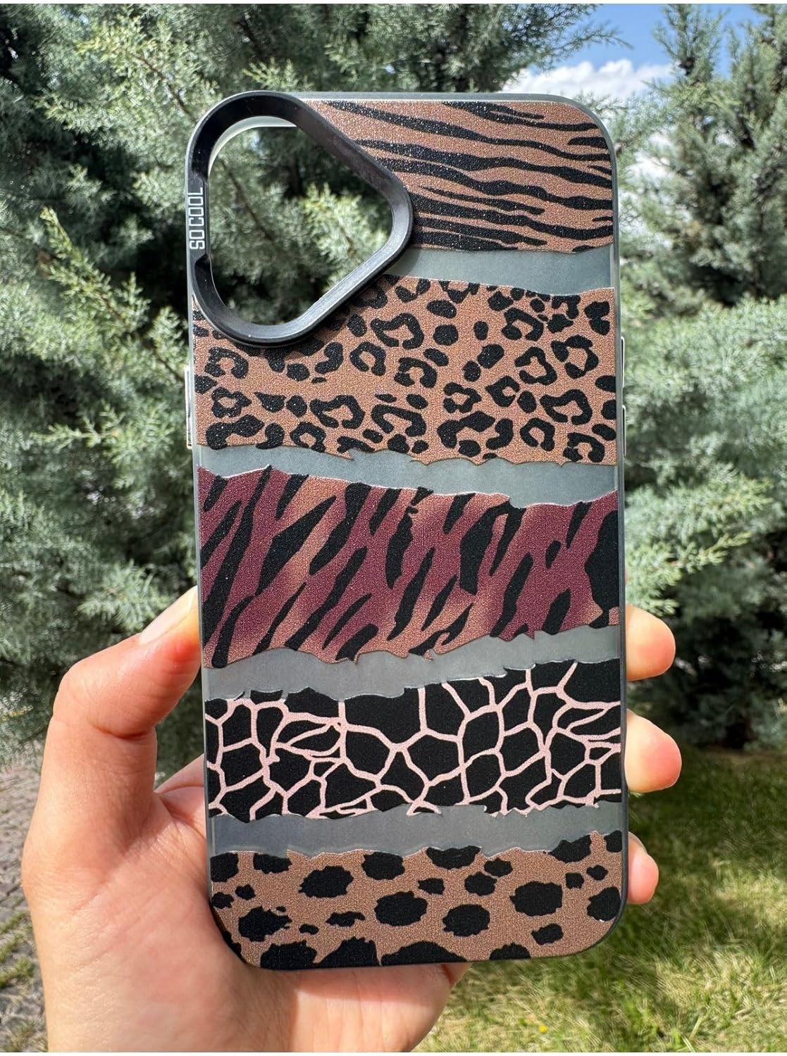 iPhone 16 ile Uyumlu Kılıf Leopar Desenli Kahverengi Çizgili Metalik Hassas Tuş Butonlu Kamera Kenarları Yükseltilmiş Çıkıntılı Korumalı Arka Kapak - Görsel 3