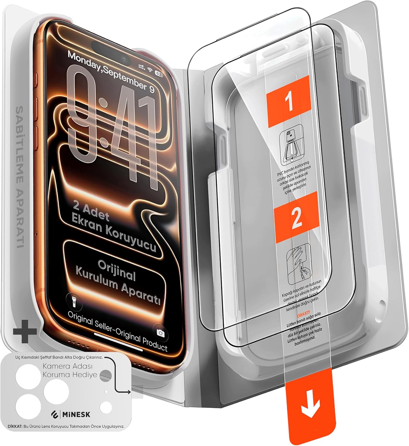 iPhone 17 PRO MAX için ULTRA EASY SUPER GLASS (2 ADET) İnce Çerçeve Temperli Cam Ekran Koruyucu Yeni Nesil Akıllı Hizalama Kutusu ile Kolay Uygulama (17 PRO MAX) - Görsel 3