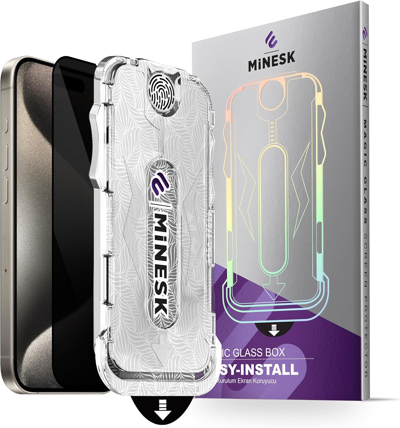iphone 15 PRO MAX için Privacy Hayalet Gizlilik filtreli Kolay Kurulum Ekran Koruyucu Toz Bırakmayan ve Kendiliğinden Yapışan Hizalama Kitli Temperli Cam (15 Pro Max) - Görsel 2