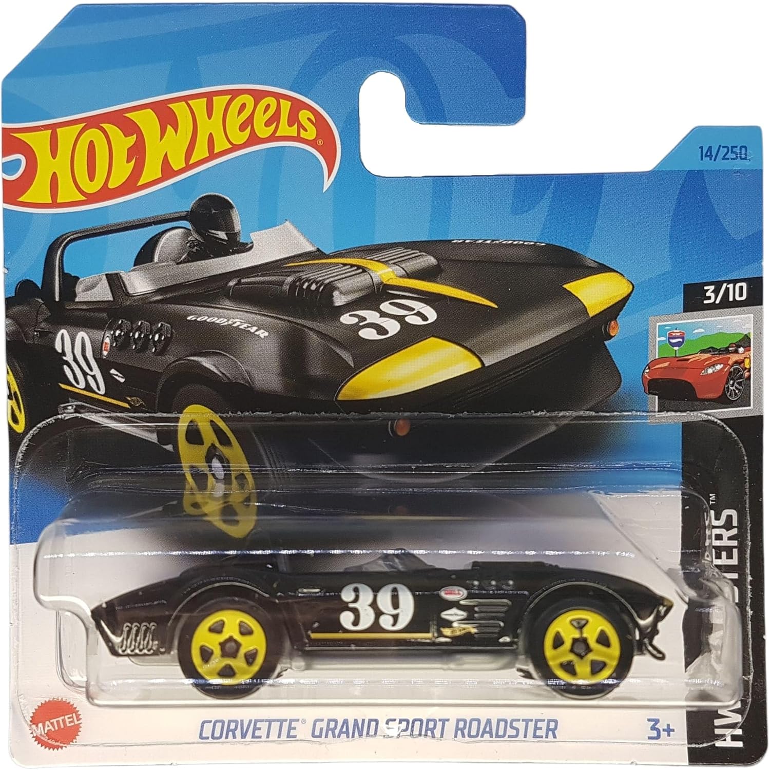 - Corvette Grand Sport Roadster - HW Roadsters 3/10 - HKH38 - Short Card - Good Year - Bell - Mattel 2023 - Görsel 3