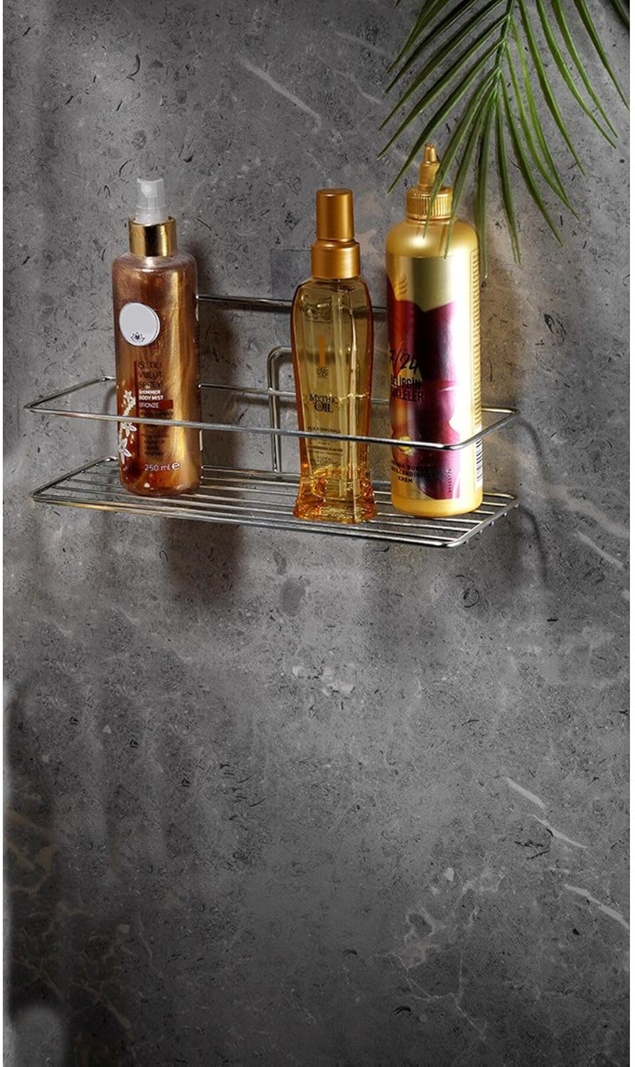 Alternative view of Yapışkanlı Banyo Düzenleyici Şampuanlık Duş Rafı Krom 2 Telli Tş-01