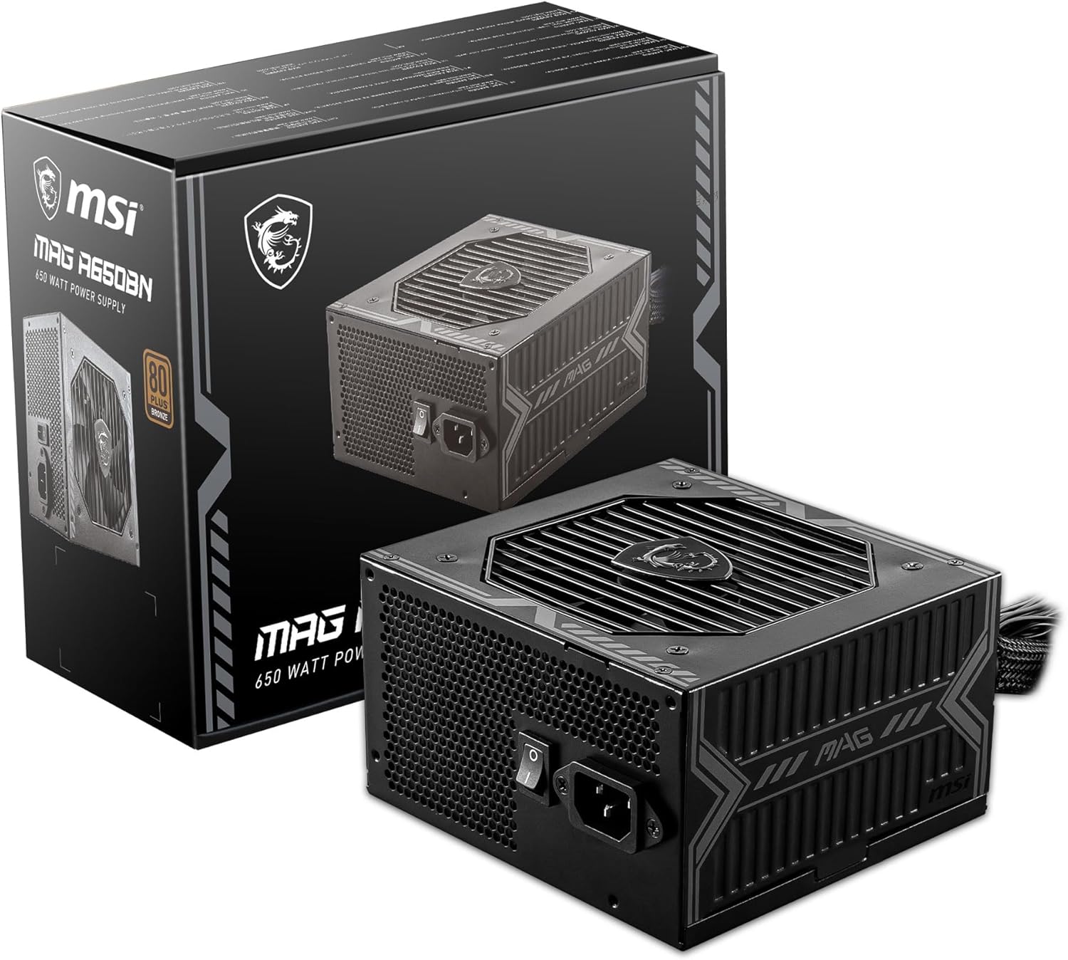 MSI MAG A650BN ATX PC güç kaynağı (650 Watt, modüler değil, 80 Plus Bronz, siyah) - Görsel 2