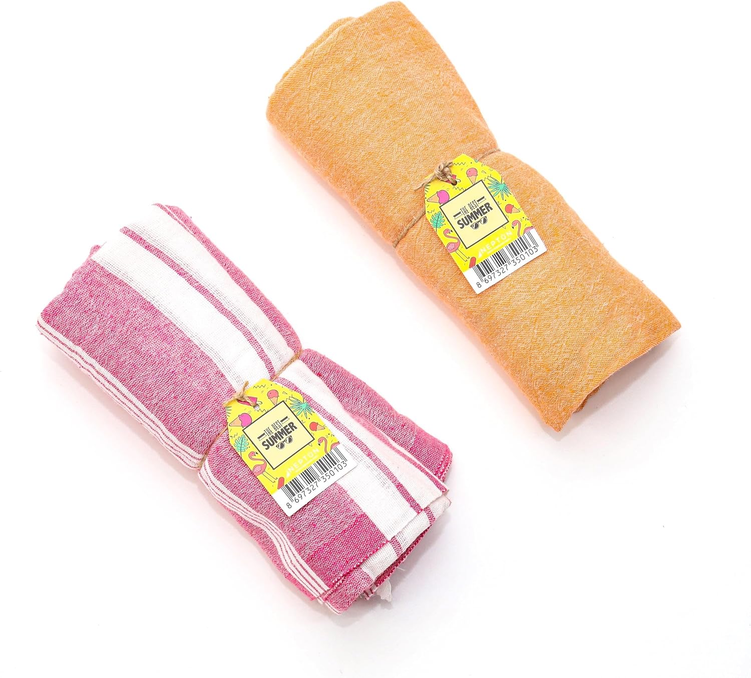 Alternative view of Pembe ve Turuncu Yıkanmış Pamuk Peştemal Seti