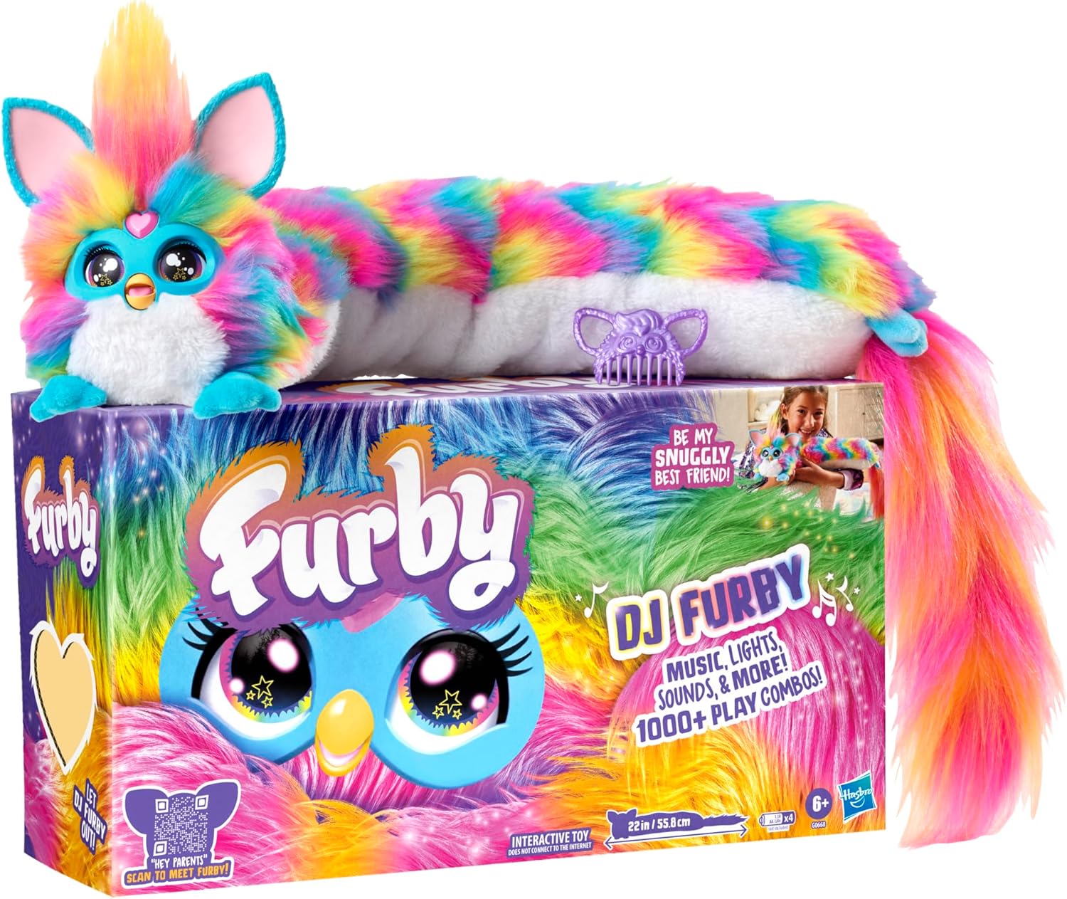 Furby DJ Furby Etkileşimli Oyuncak | Müzik, Işıklar, Hareket ve Oyunlar İçeren Süper Yumuşak Gökkuşağı Renkli Elektronik Pelüş | İngilizce ve Furbish Konuşur | 81 cm Uzunluk | 6 Yaş ve Üzeri - Görsel 3