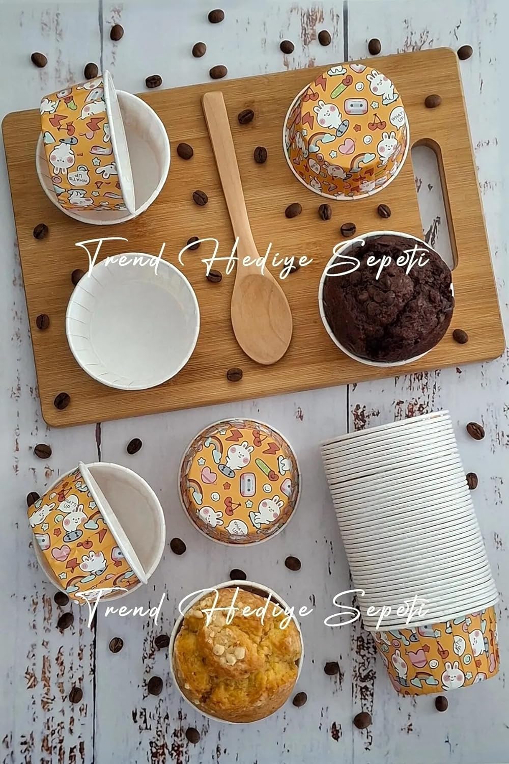 Cupcake Muffin Kalıbı, Jumbo Kek Kapsülü Büyük Boy XL Tavşan Desenli 50'li - Görsel 3