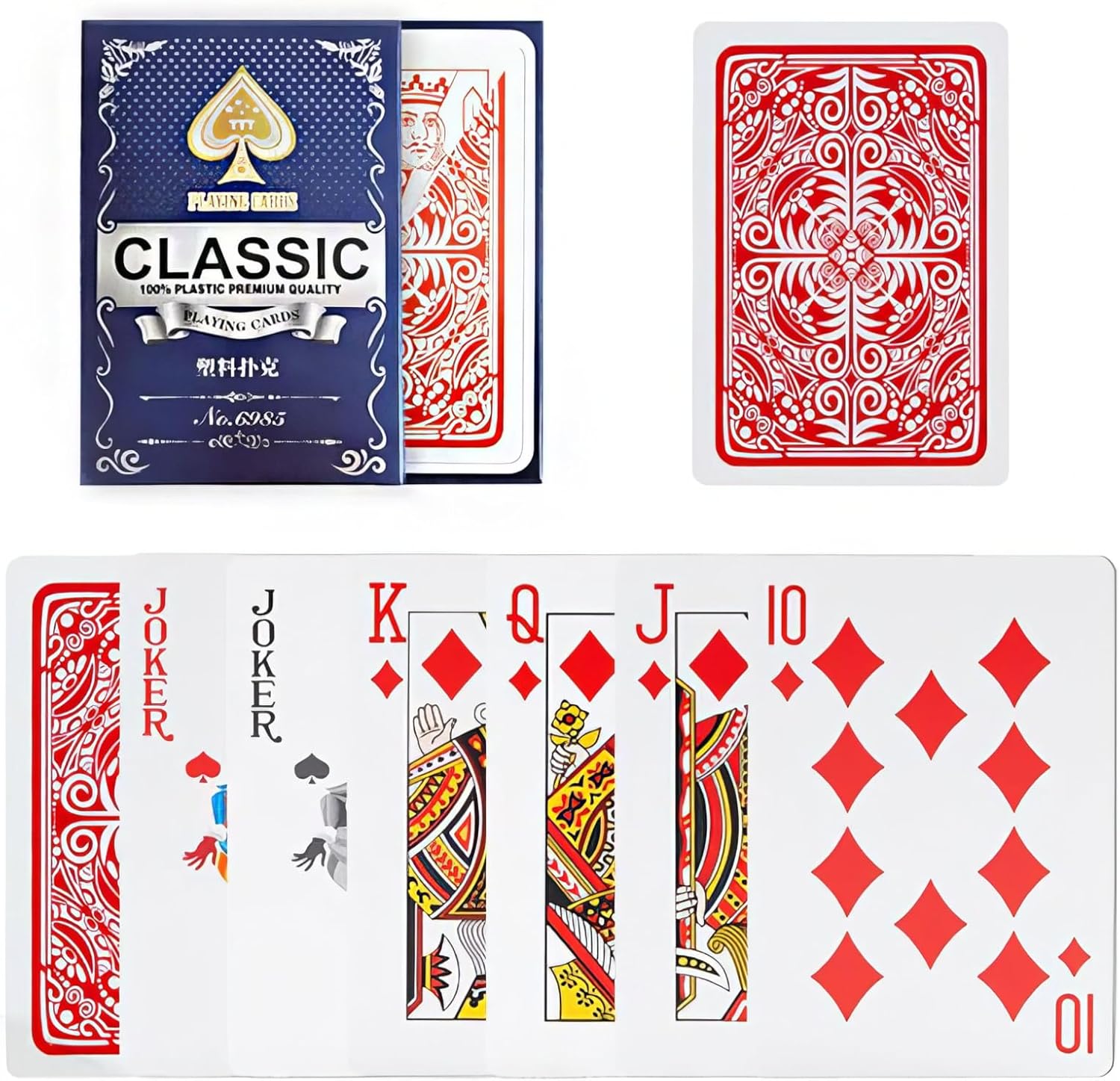 Pvc Plastik Kırmızı Su Geçirmez Poker iskambil Oyun Kağıdı rd63kr - Görsel 3