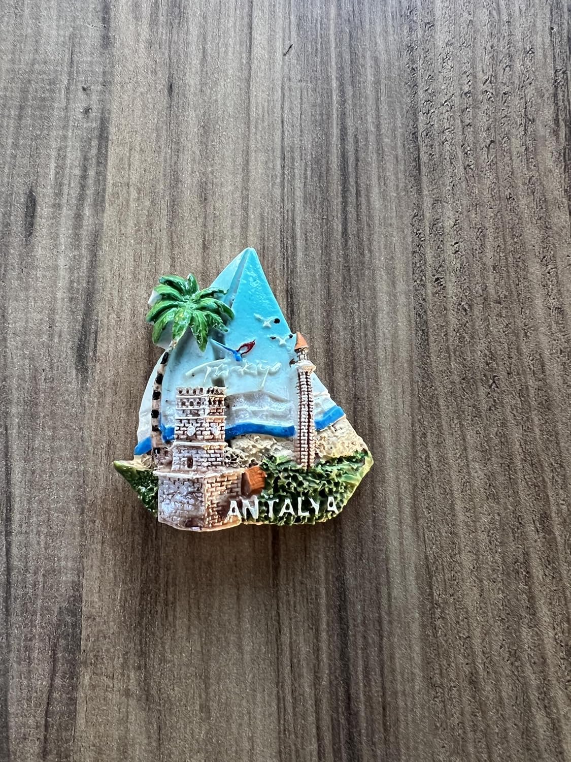 Alternative view of Antalya Temalı Dekoratif Buzdolabı Magneti, Mavi ve Yeşil Tonlarda, El Yapımı Turistik Hediyelik Eşya